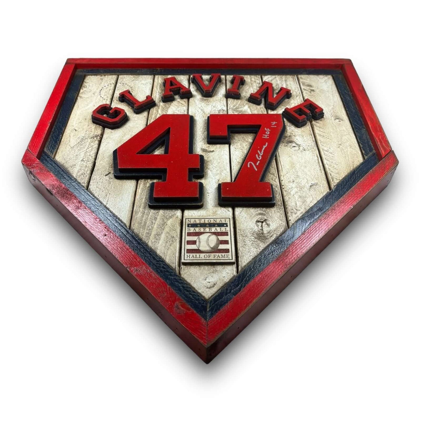 Autographed Tom Glavine #47 - National Baseball Hall of Fame Handmade Home Plate. Baseball Memorabilia. Made in USA