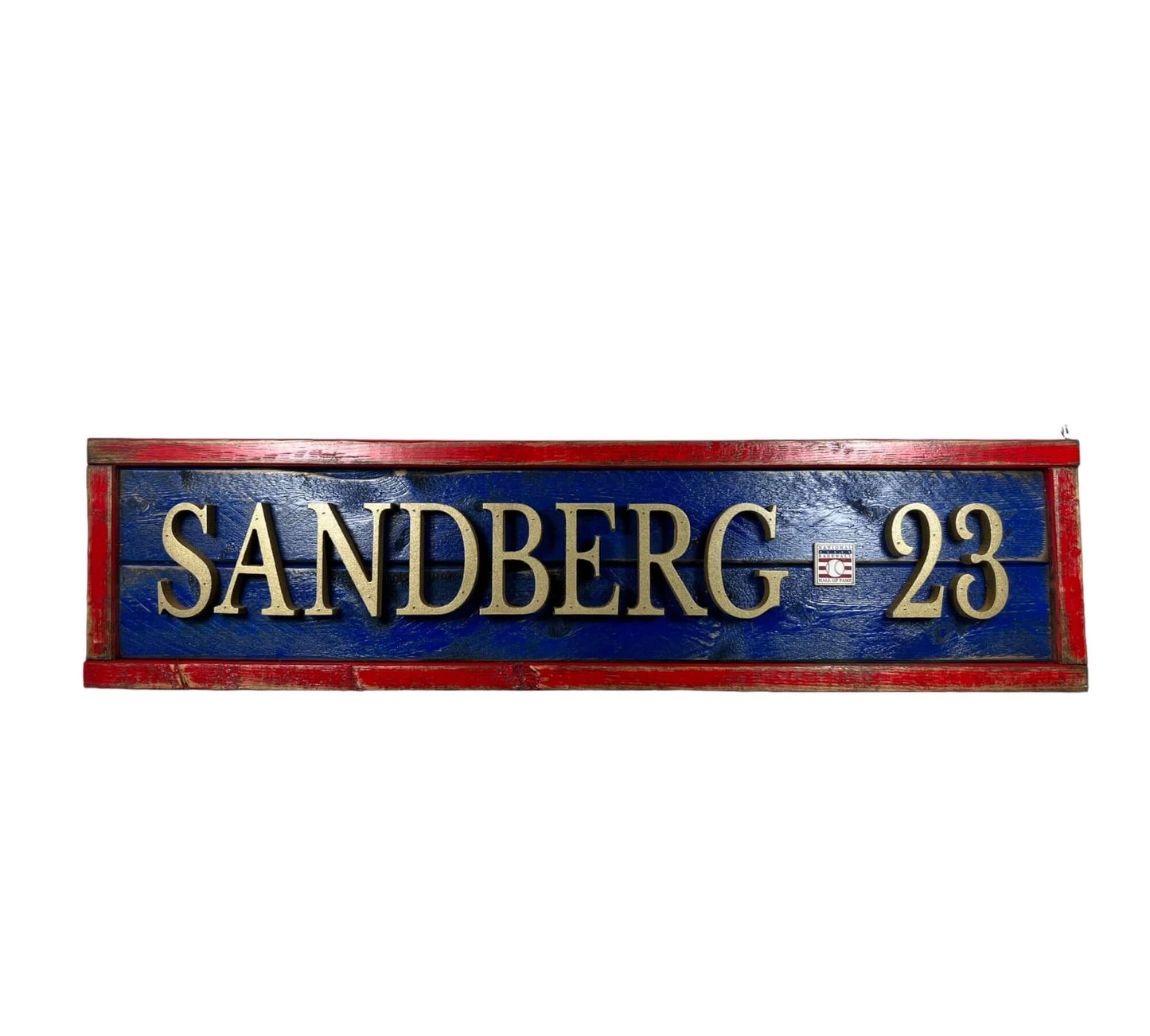 Hand Crafted Wooden baseball nameplate with Ryne Sandberg #34. Made in USA.