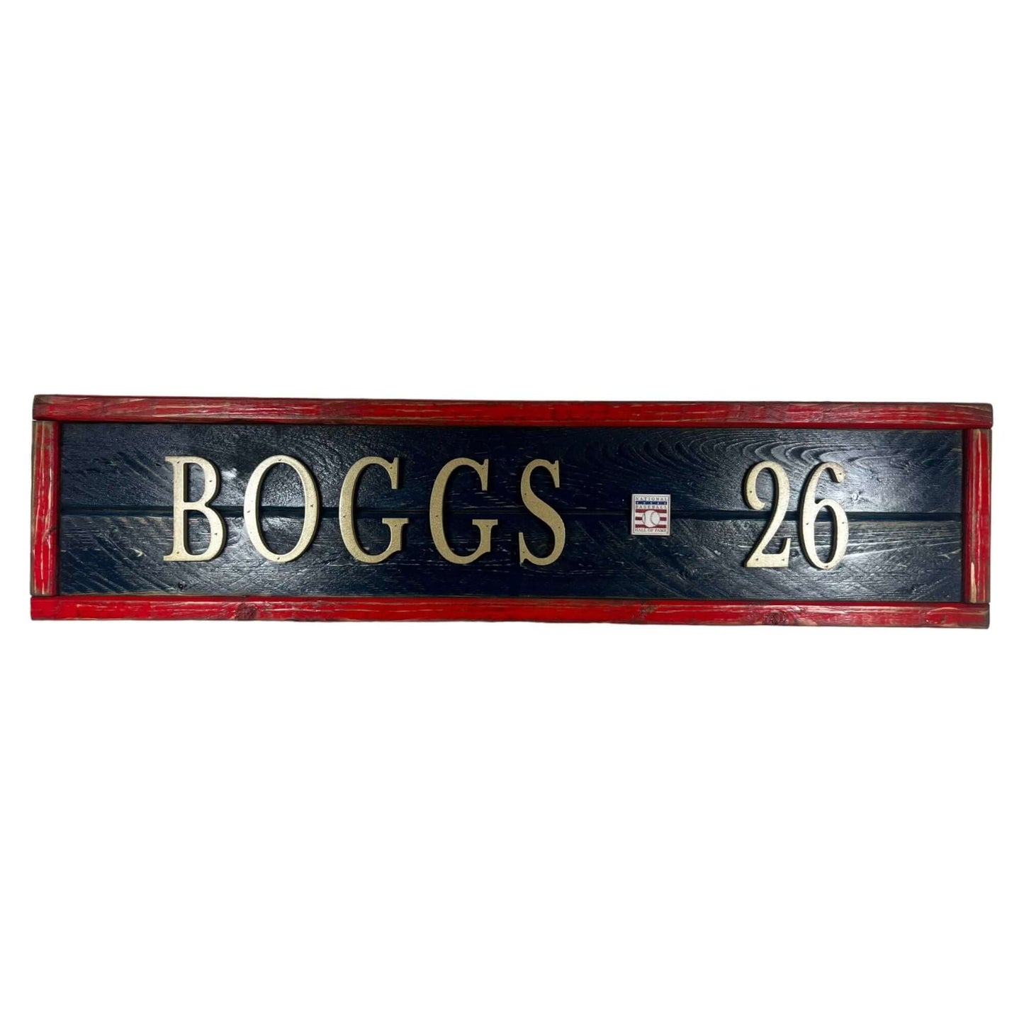 Hand Crafted Wooden baseball nameplate with Wade Boggs #26. Made in USA.