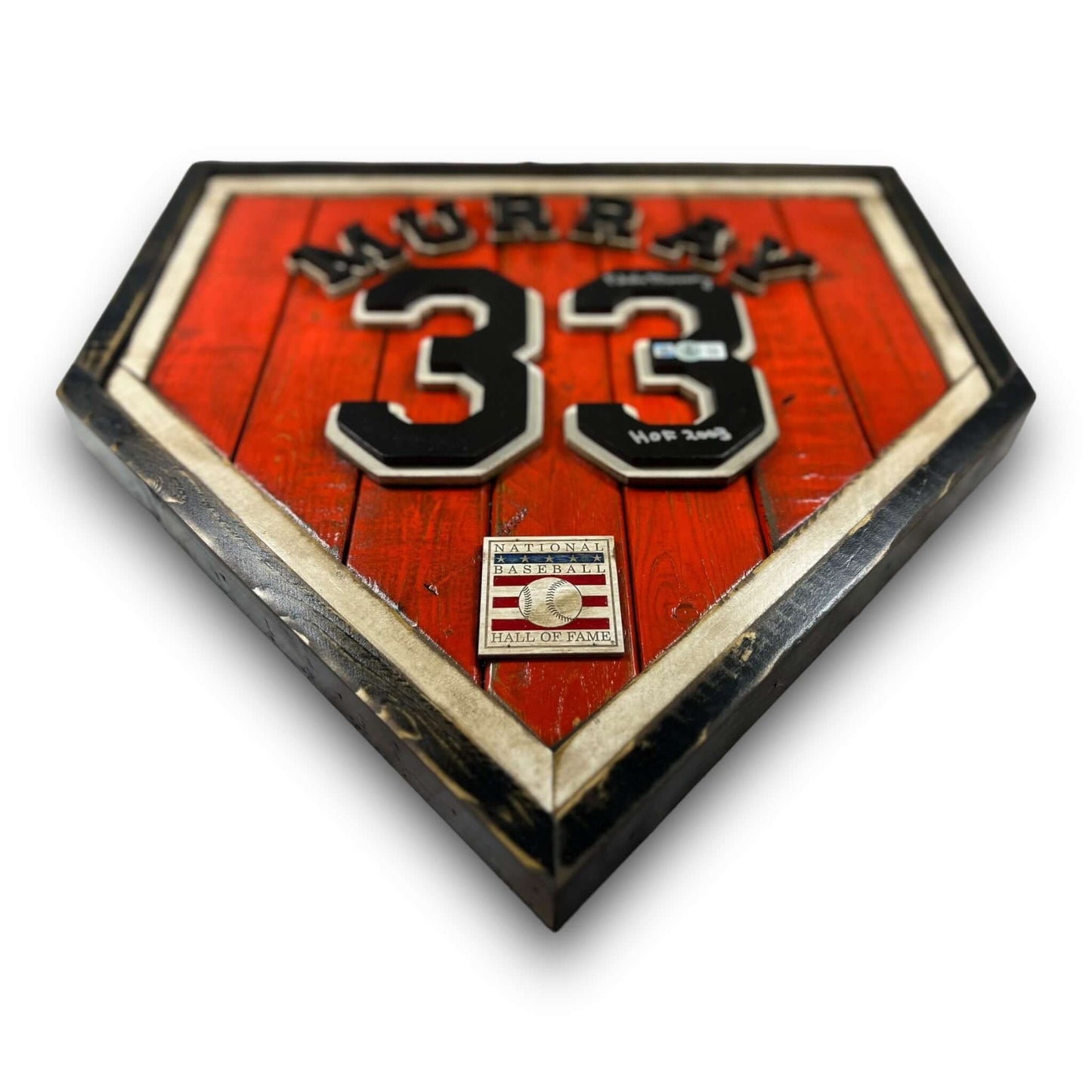 Autographed Eddie Murray #33 - National Baseball Hall of Fame Handmade Home Plate. Baseball Memorabilia. Made in USA