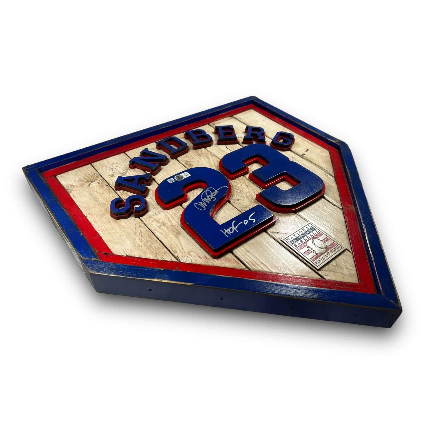 Autographed Ryne Sandberg #23 - National Baseball Hall of Fame Handmade Home Plate. Baseball Memorabilia. Made in USA