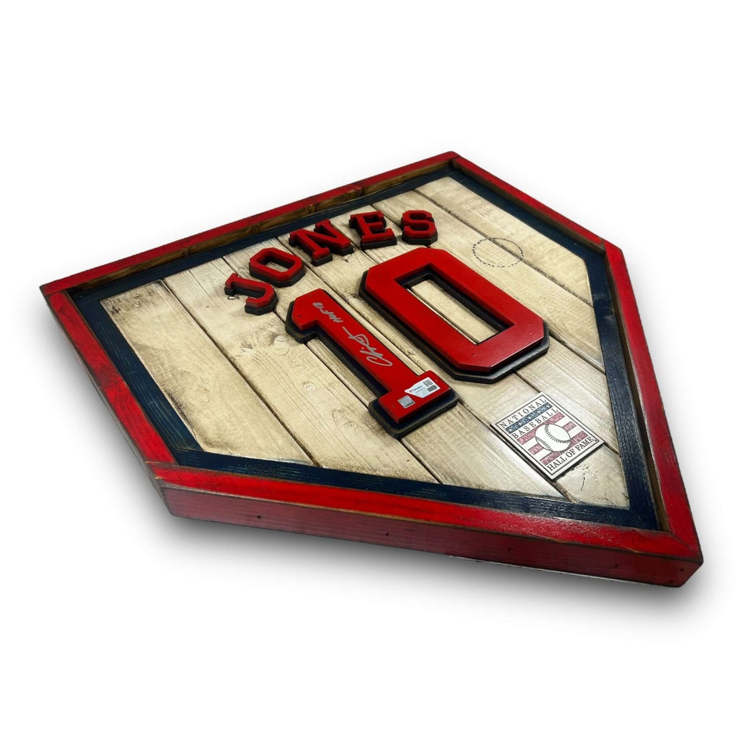 Autographed Chipper Jones #10 - National Baseball Hall of Fame Handmade Home Plate. Baseball Memorabilia. Made in USA