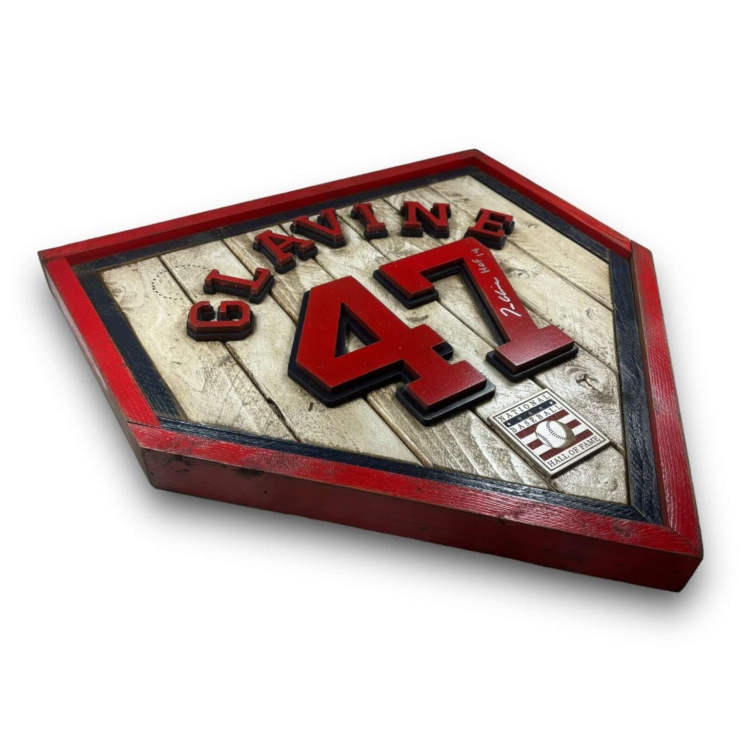 Autographed Tom Glavine #47 - National Baseball Hall of Fame Handmade Home Plate. Baseball Memorabilia. Made in USA