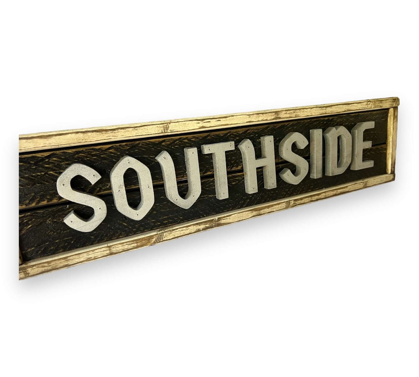 Hand Crafted Wooden nameplate with Southside. Made in USA.