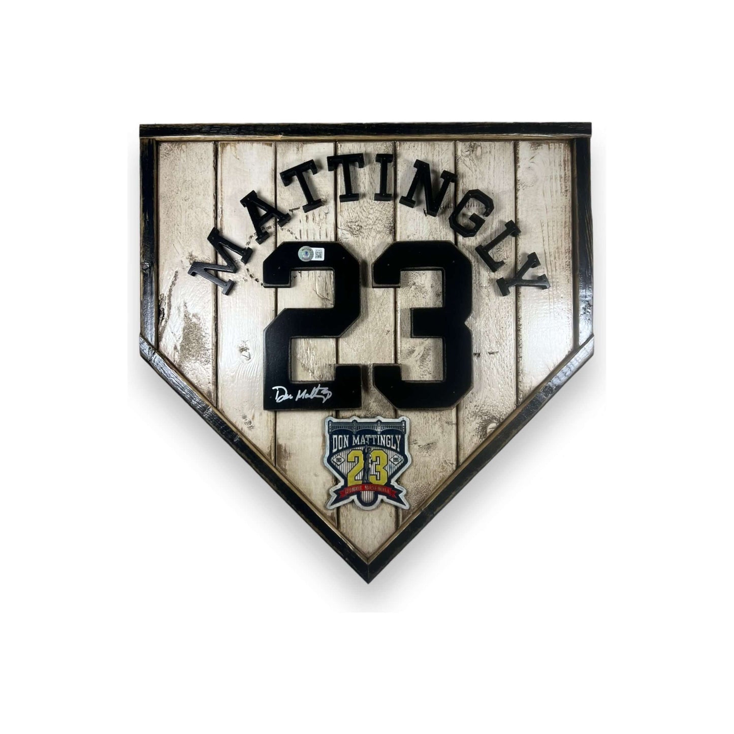 Autographed Don Mattingly #23 - National Baseball Hall of Fame Handmade Home Plate. Baseball Memorabilia. Made in USA