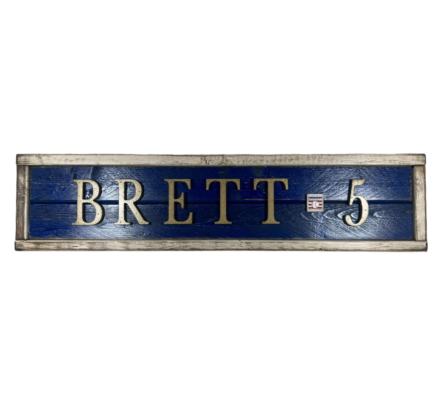 Hand Crafted Wooden baseball nameplate with George Brett #5. Made in USA.