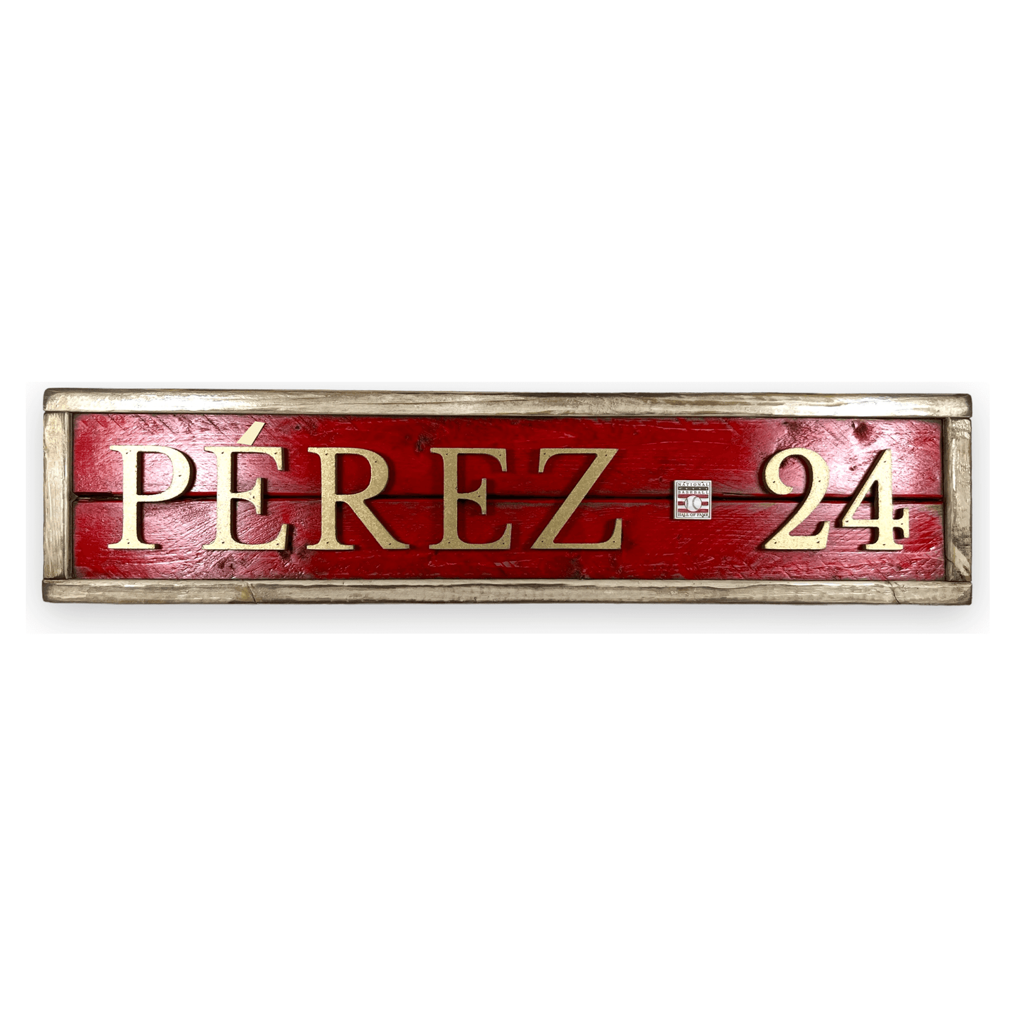 Hand Crafted Wooden baseball nameplate with Perez #24. Made in USA.