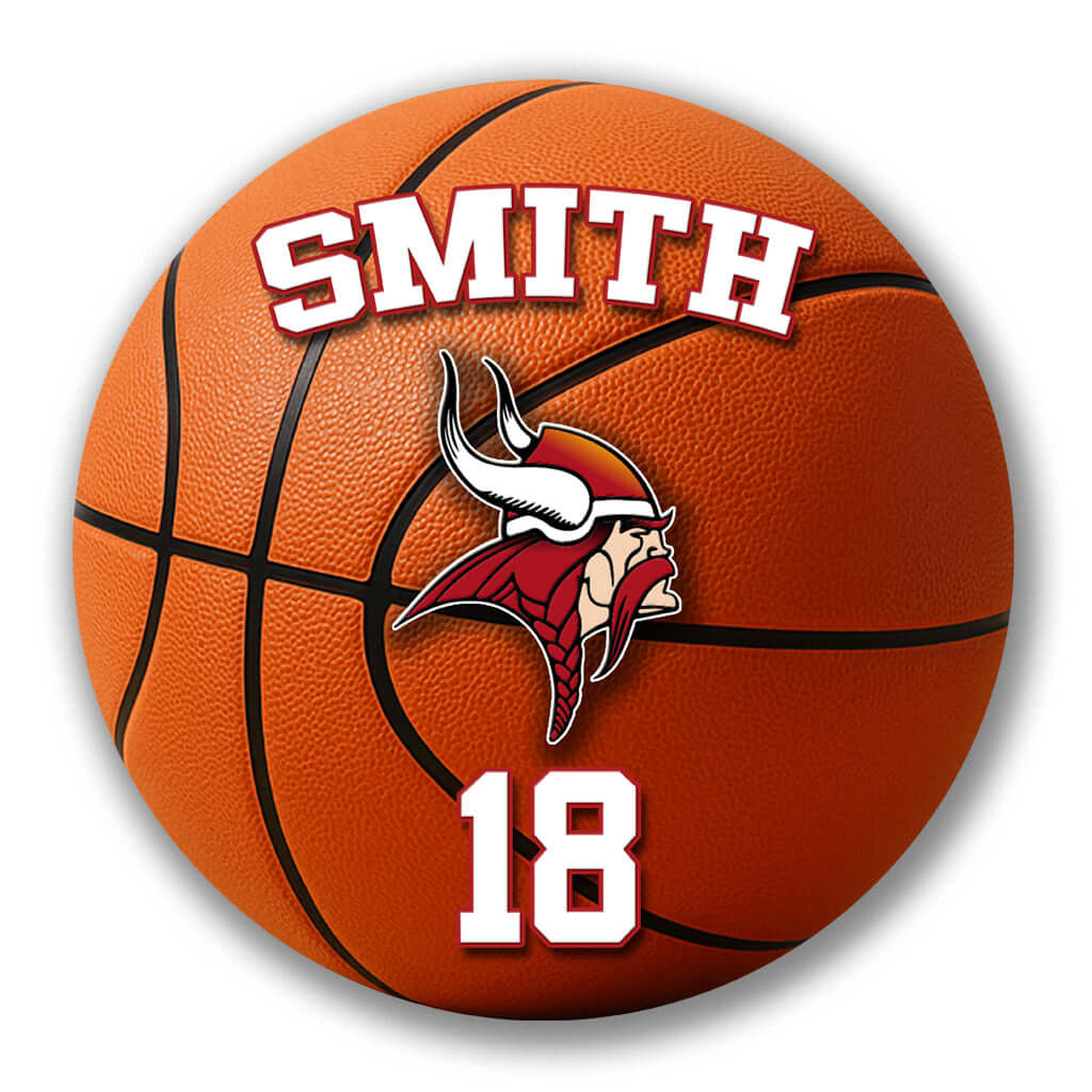 Custom printed basketball plate display with name & logo – Made in USA team décor