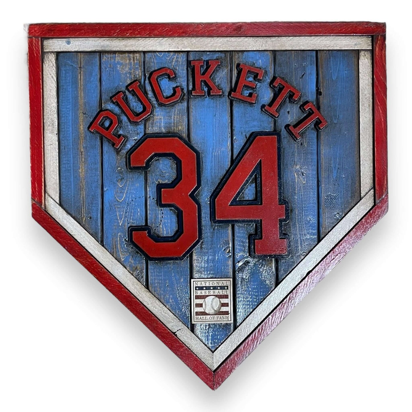 Kirby Puckett #34 - National Baseball Hall of Fame Handmade Home Plate. Baseball Memorabilia. Made in USA