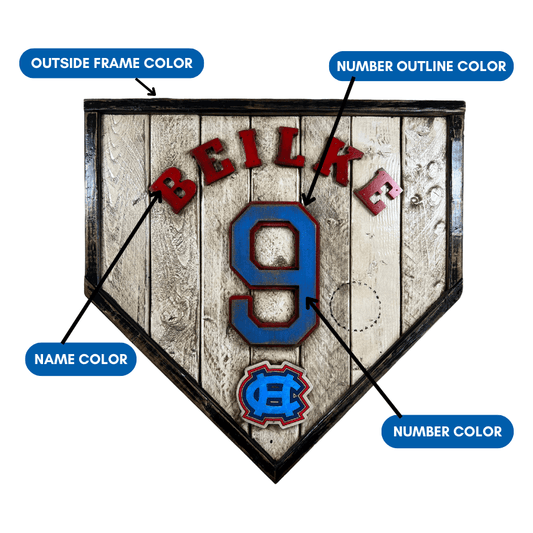 Distressed wooden home plate sign – personalized with custom logo, handcrafted USA