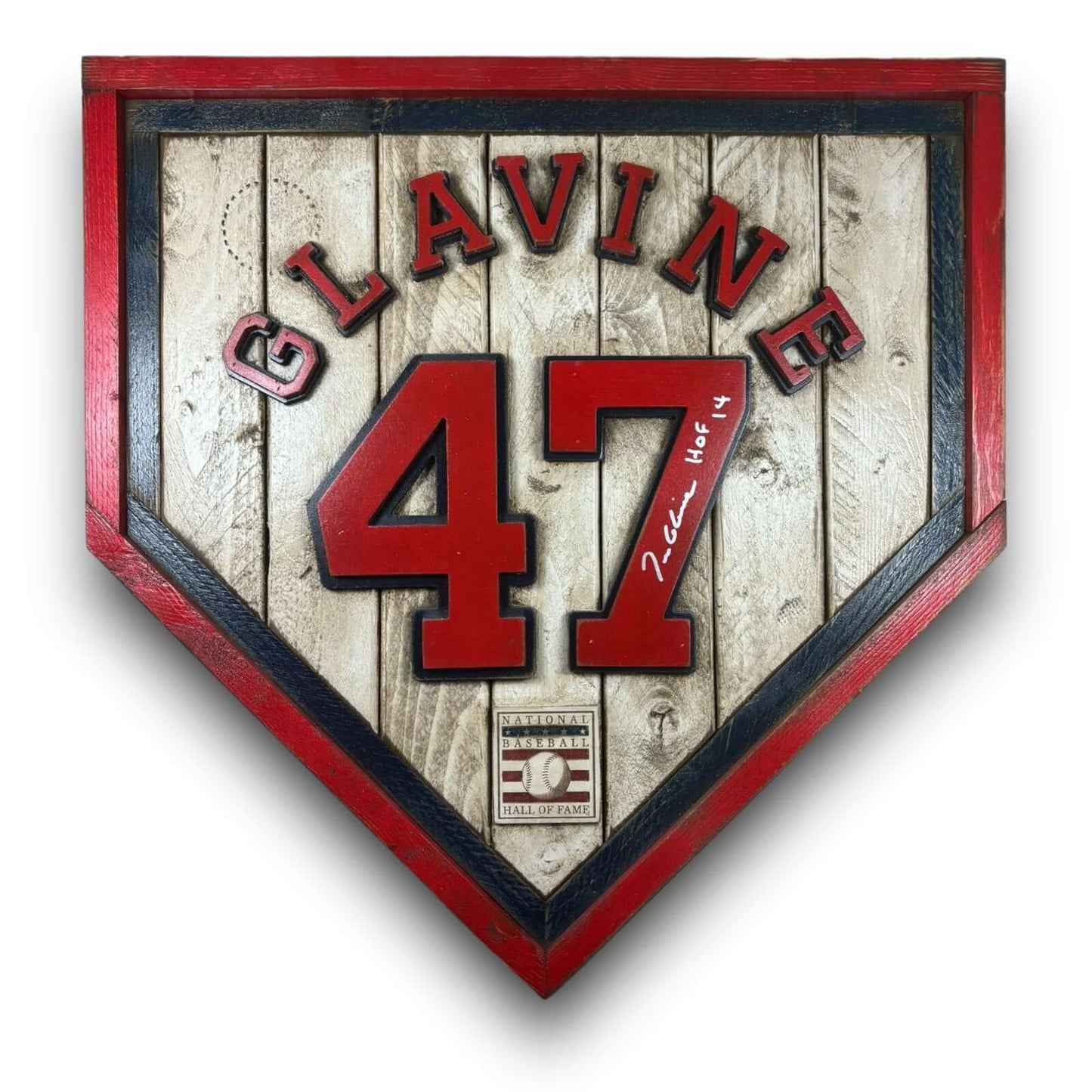 Autographed Tom Glavine #47 - National Baseball Hall of Fame Handmade Home Plate. Baseball Memorabilia. Made in USA