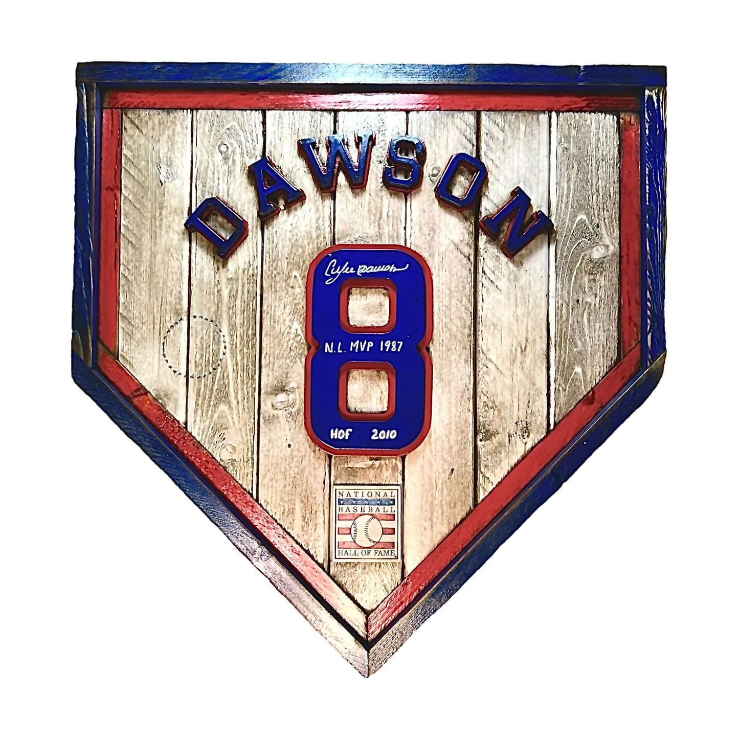 Autographed Andre Dawson #8 - National Baseball Hall of Fame Handmade Home Plate. Baseball Memorabilia. Made in USA