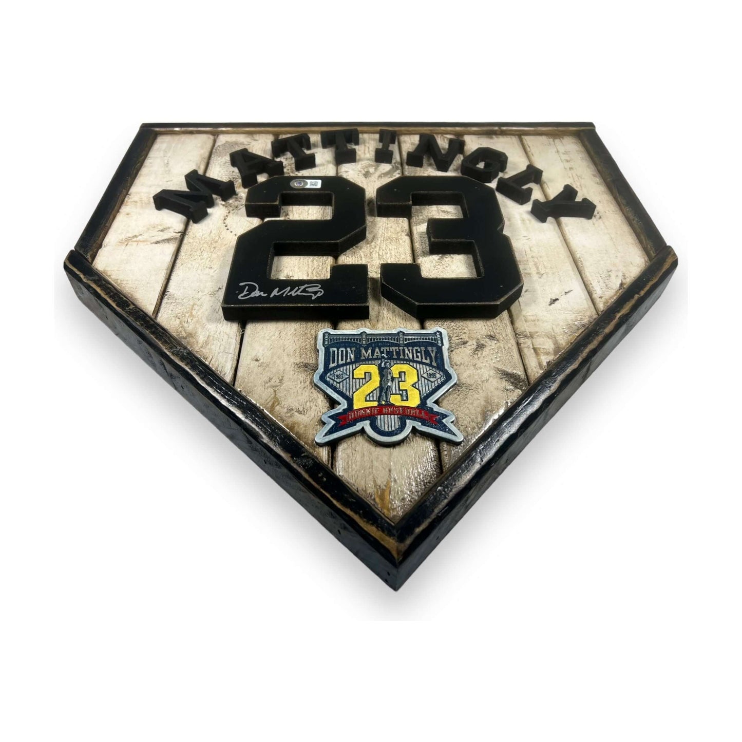 Autographed Don Mattingly #23 - National Baseball Hall of Fame Handmade Home Plate. Baseball Memorabilia. Made in USA