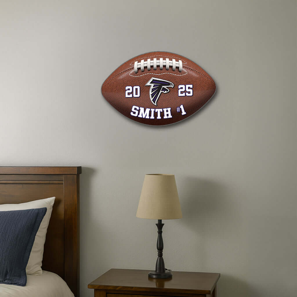 Custom printed football plate display with name & logo – Made in USA team décor