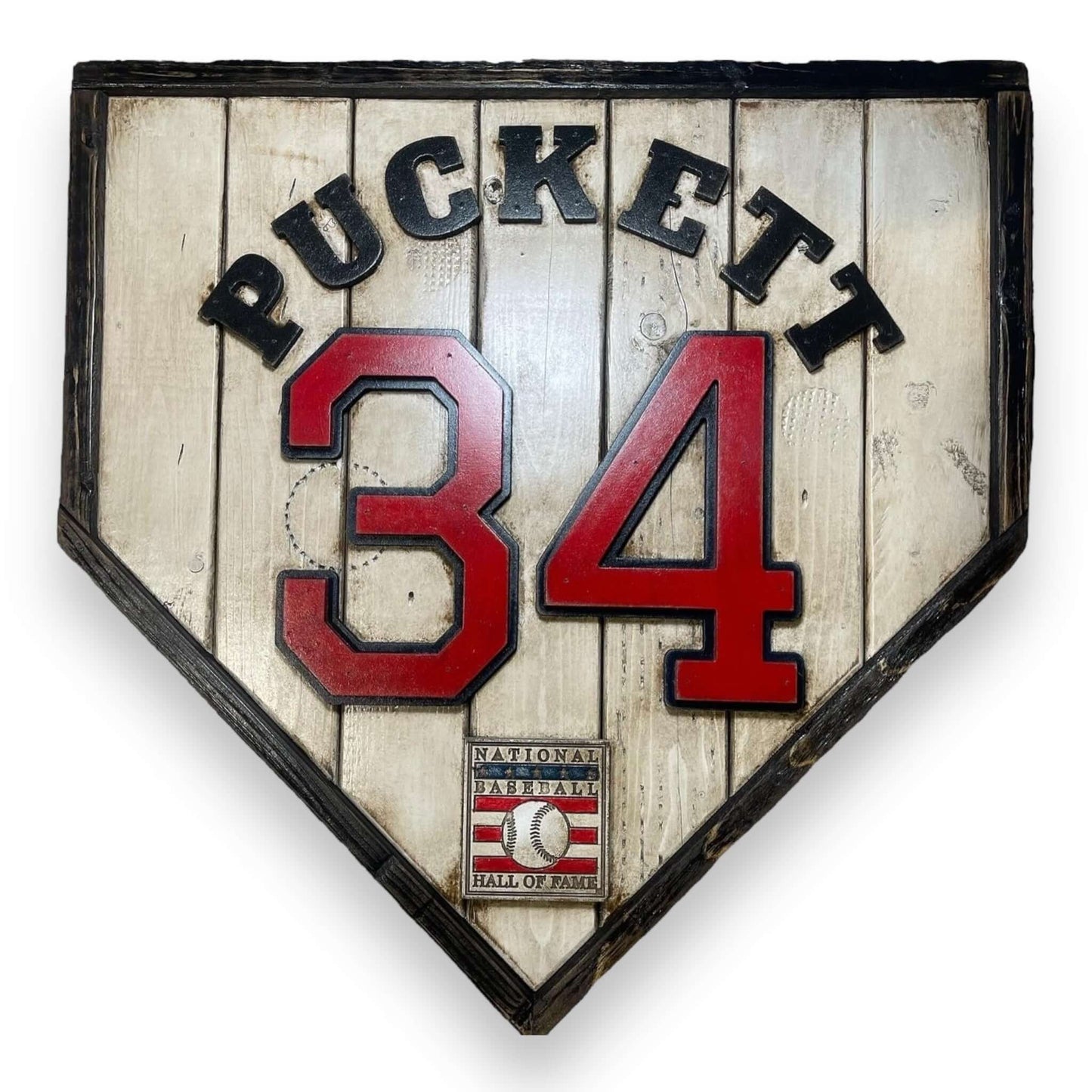 Kirby Puckett #34 - Custom baseball Hall of Fame legacy home plate sign – handcrafted USA sports memorabilia