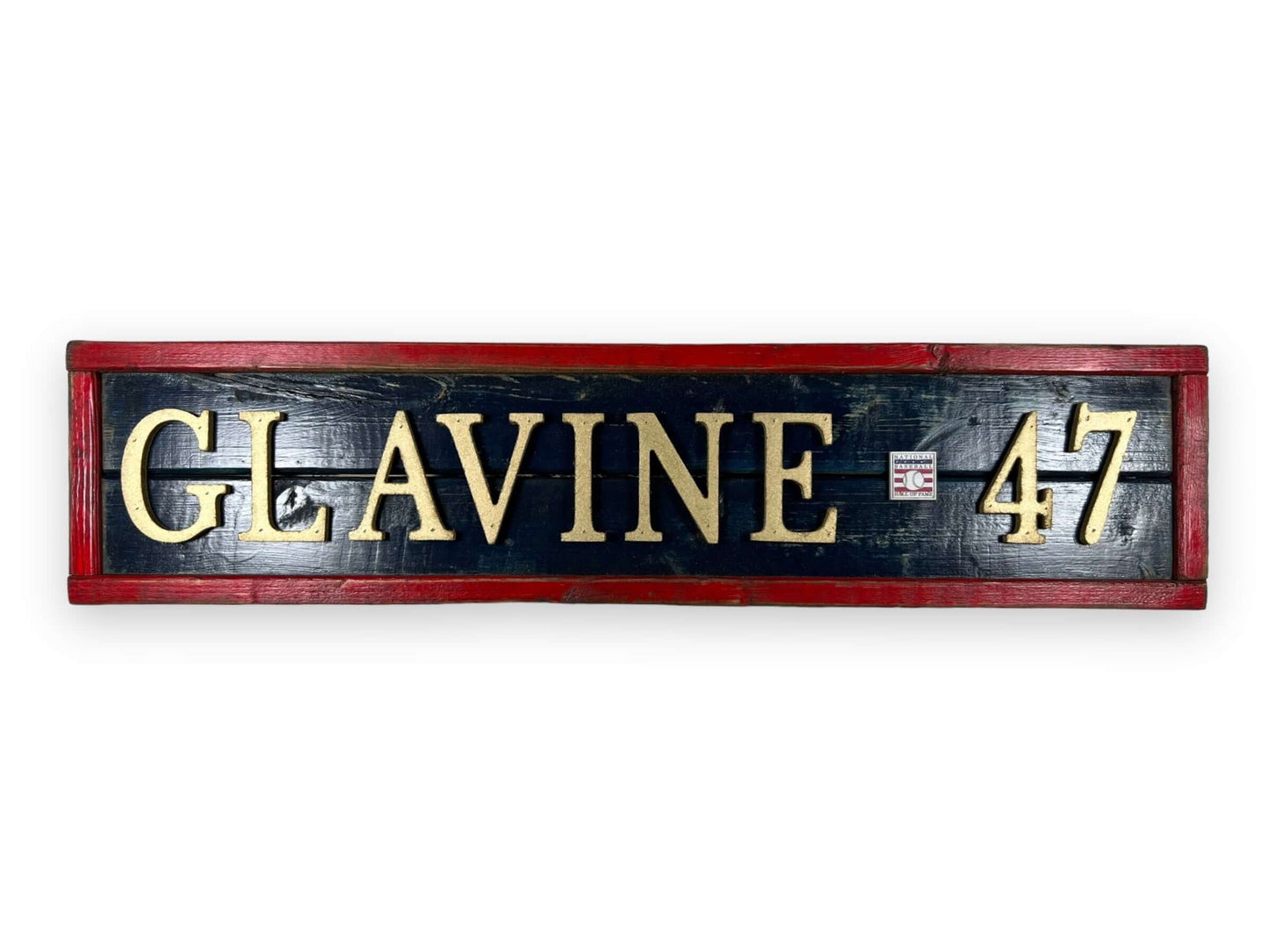 Hand Crafted Wooden baseball nameplate with Glavine #47. Made in USA.
