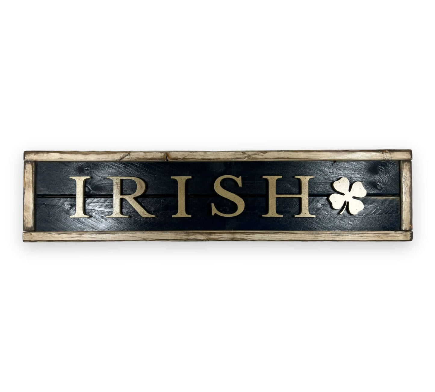 Hand Crafted Wooden nameplate with Fighting Irish. Made in USA.