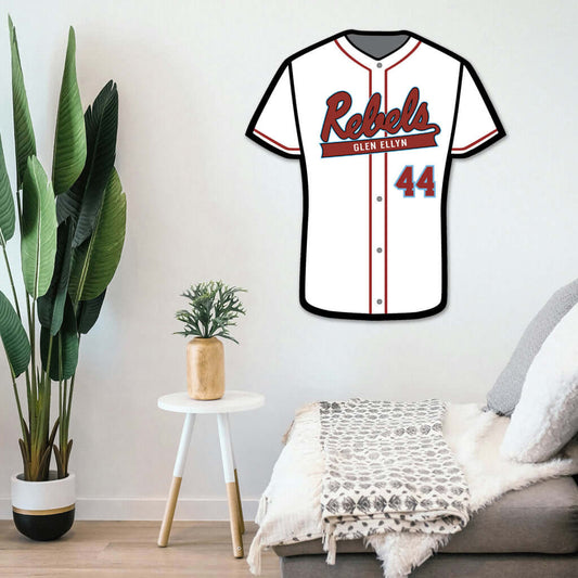 Custom metal baseball softball jersey front wall sign - Made in USA