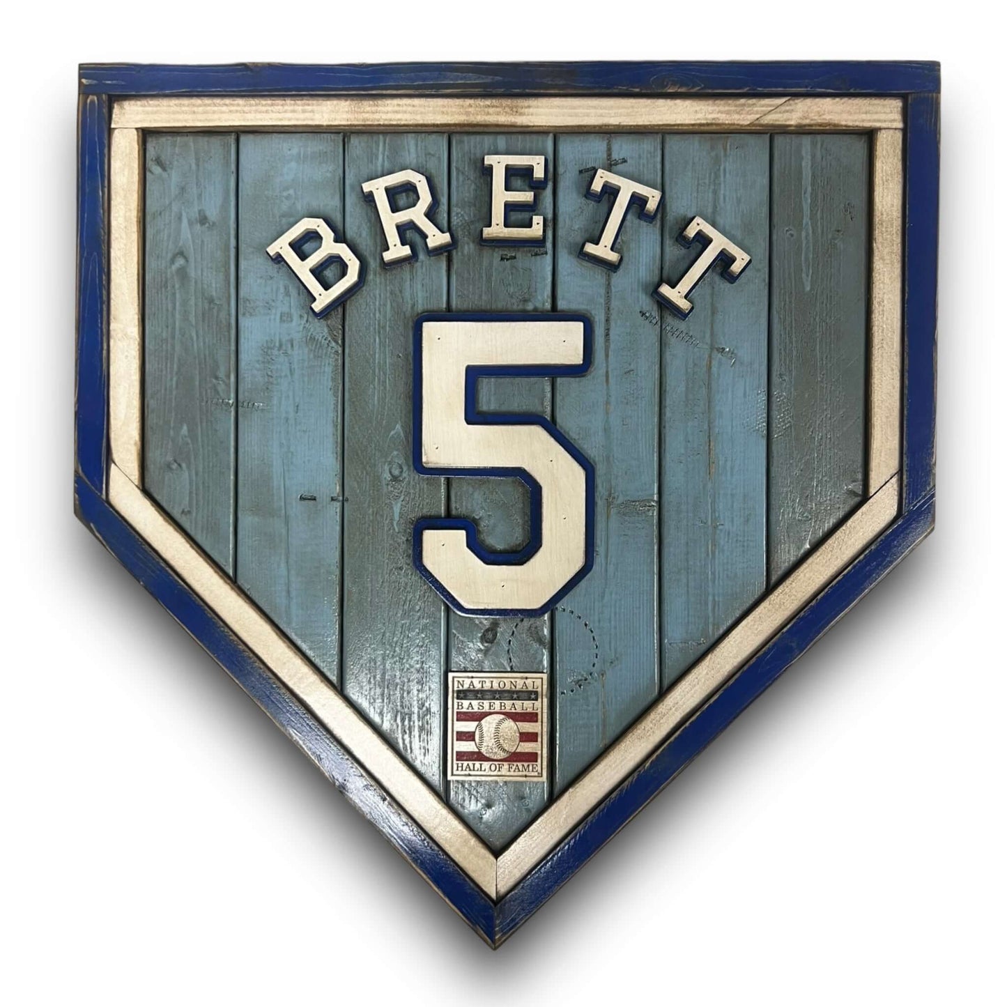 George Brett #5 - National Baseball Hall of Fame Handmade Home Plate. Baseball Memorabilia. Made in USA