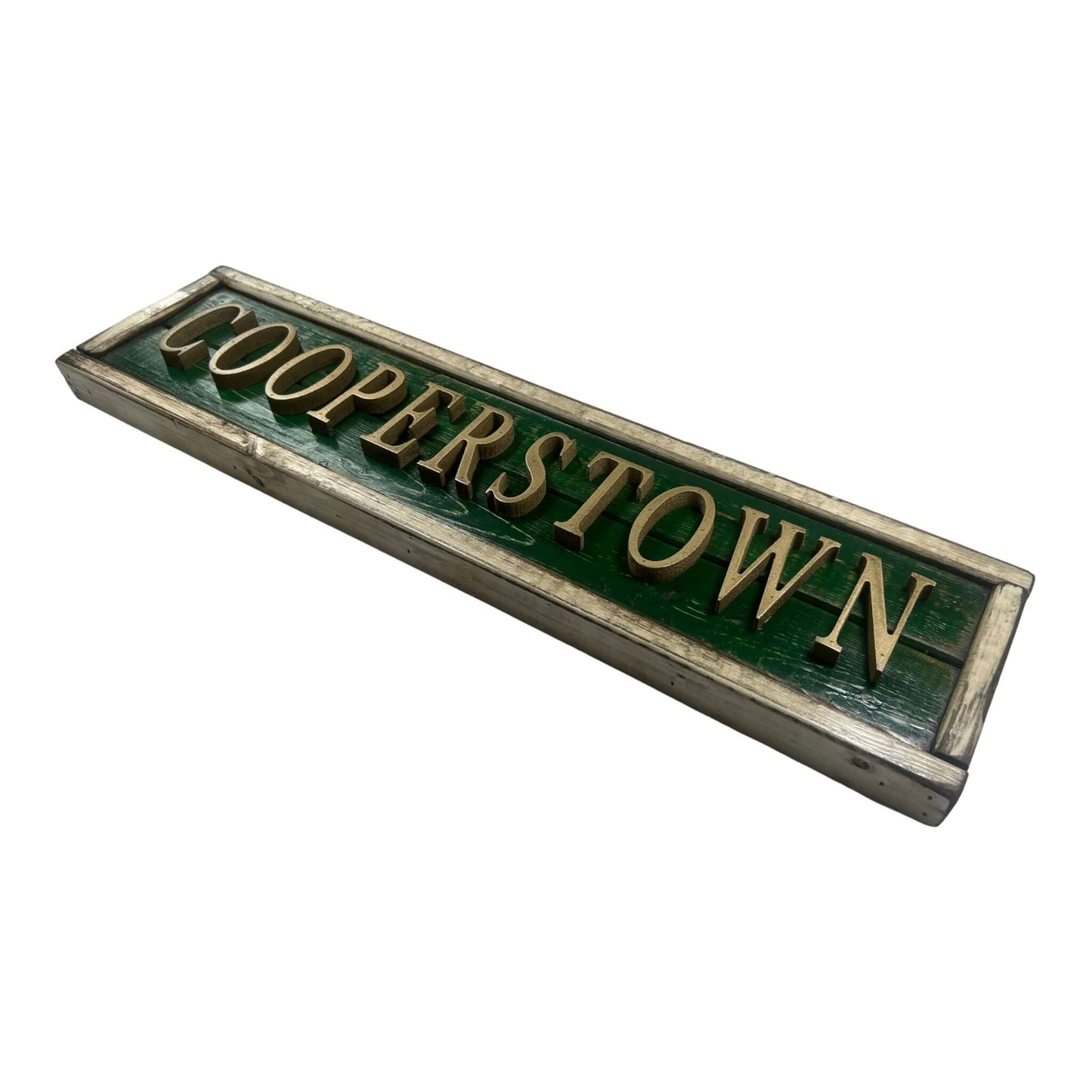 Hand Crafted Wooden baseball nameplate with Cooperstown. Made in USA.
