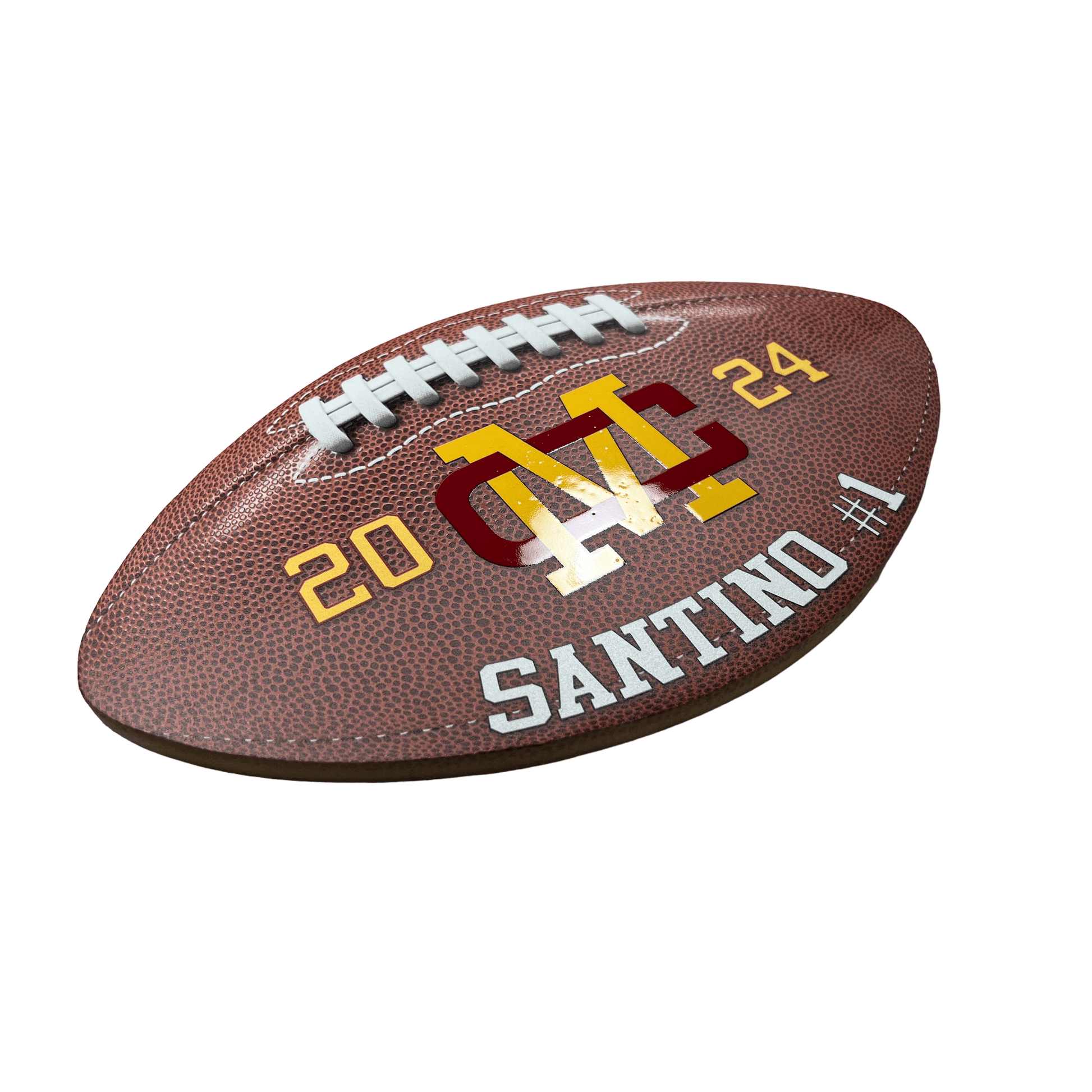 Custom printed football plate display with name & logo – Made in USA team décor