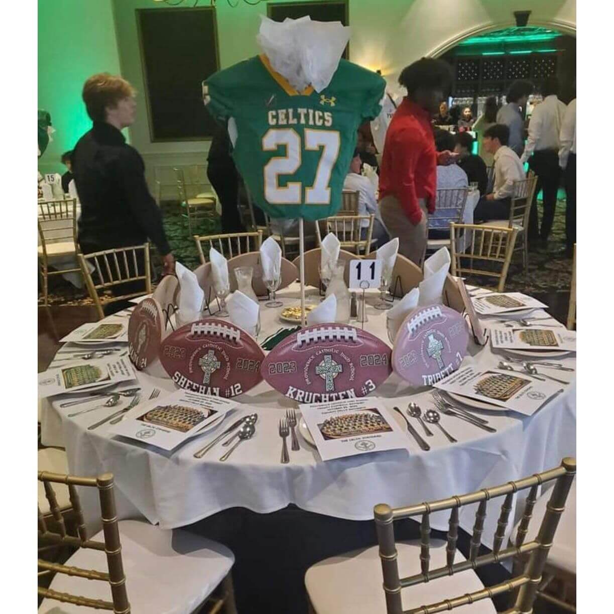 Custom printed football plate display with name & logo – Made in USA team décor