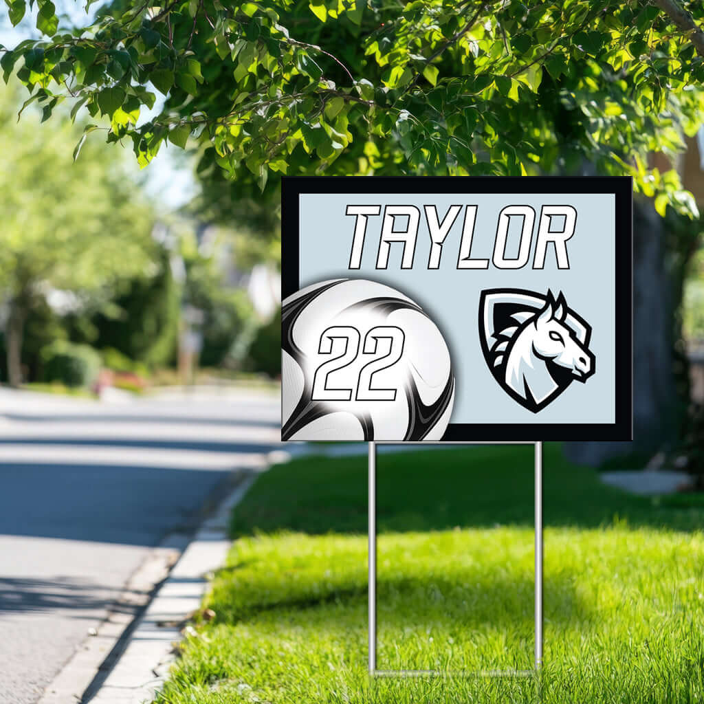 Custom soccer yard sign for schools and teams - Made in USA