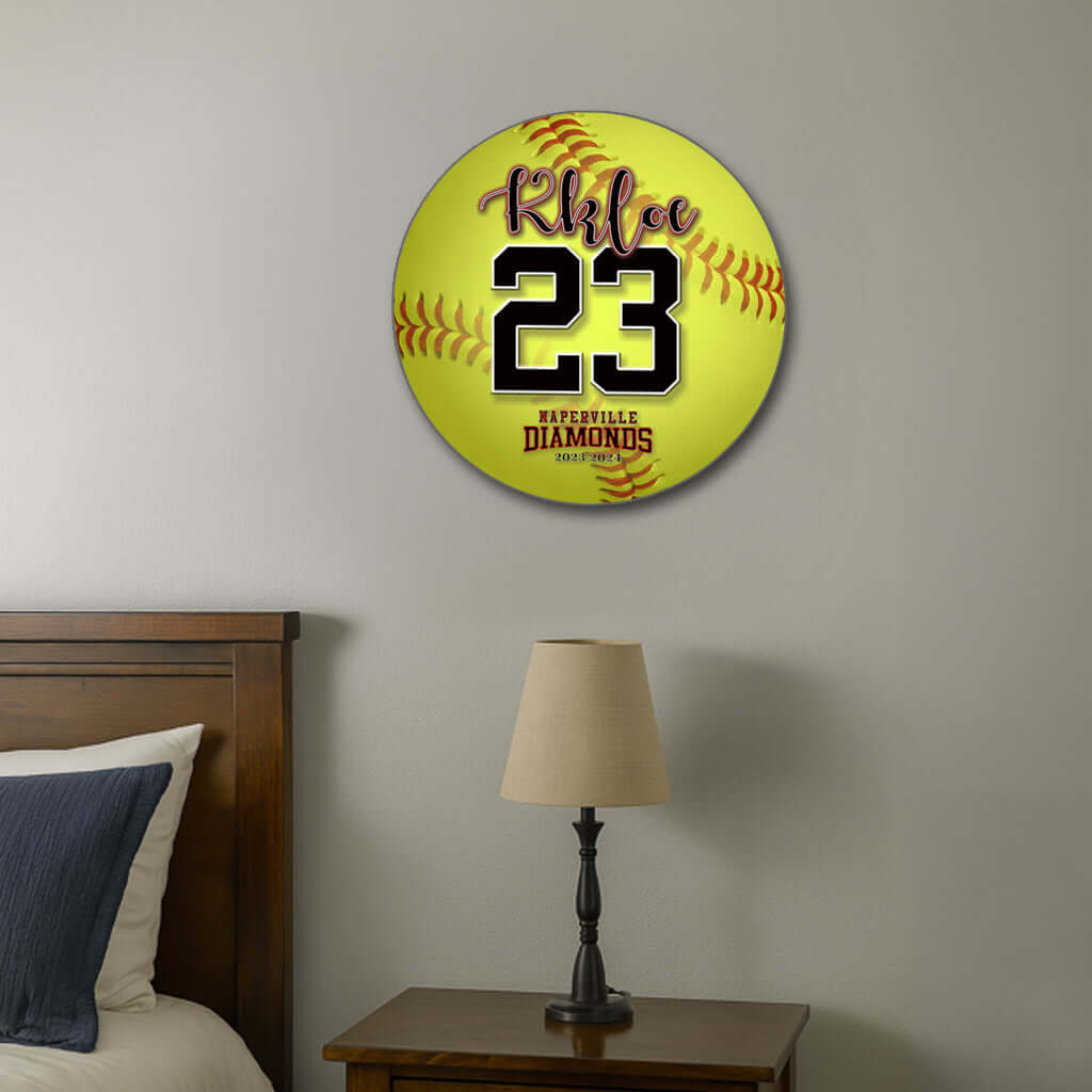 Custom printed softball plate display with name & logo – Made in USA team décor