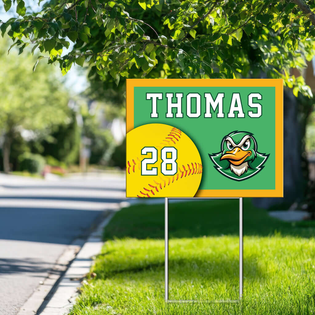 Custom softball yard sign for schools and teams - Made in USA