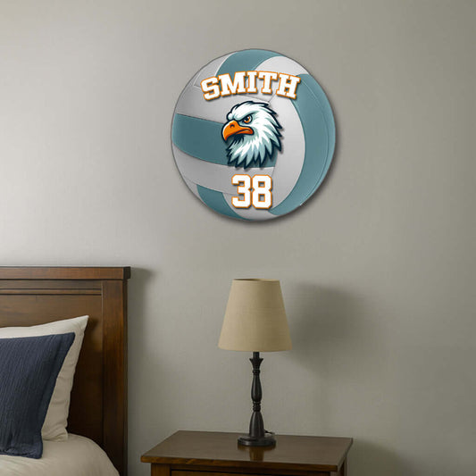 Custom printed volleyball plate display with name & logo – Made in USA team décor