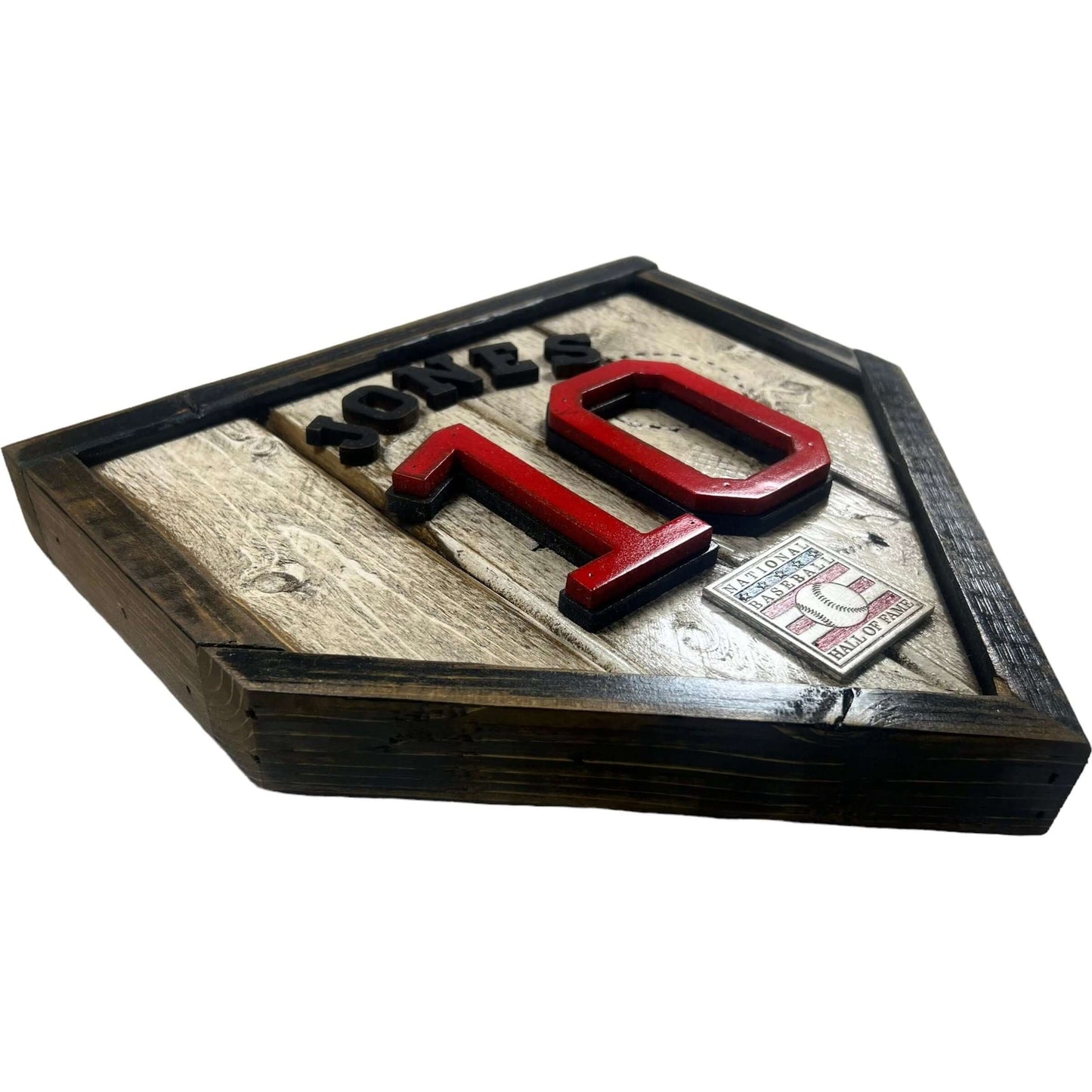 Chipper Jones #10 - Custom baseball Hall of Fame legacy home plate sign – handcrafted USA sports memorabilia