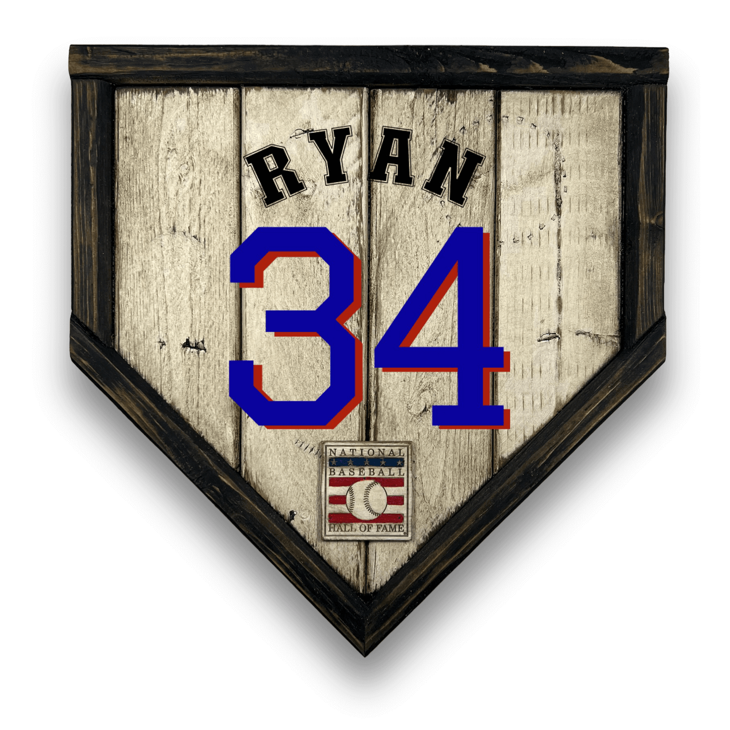 Nolan Ryan #34 - Custom baseball Hall of Fame legacy home plate sign – handcrafted USA sports memorabilia
