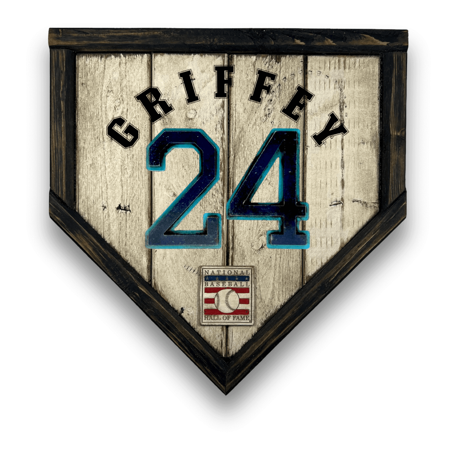 Ken Griffey Jr. #24 Custom baseball Hall of Fame legacy home plate sign – handcrafted USA sports memorabilia