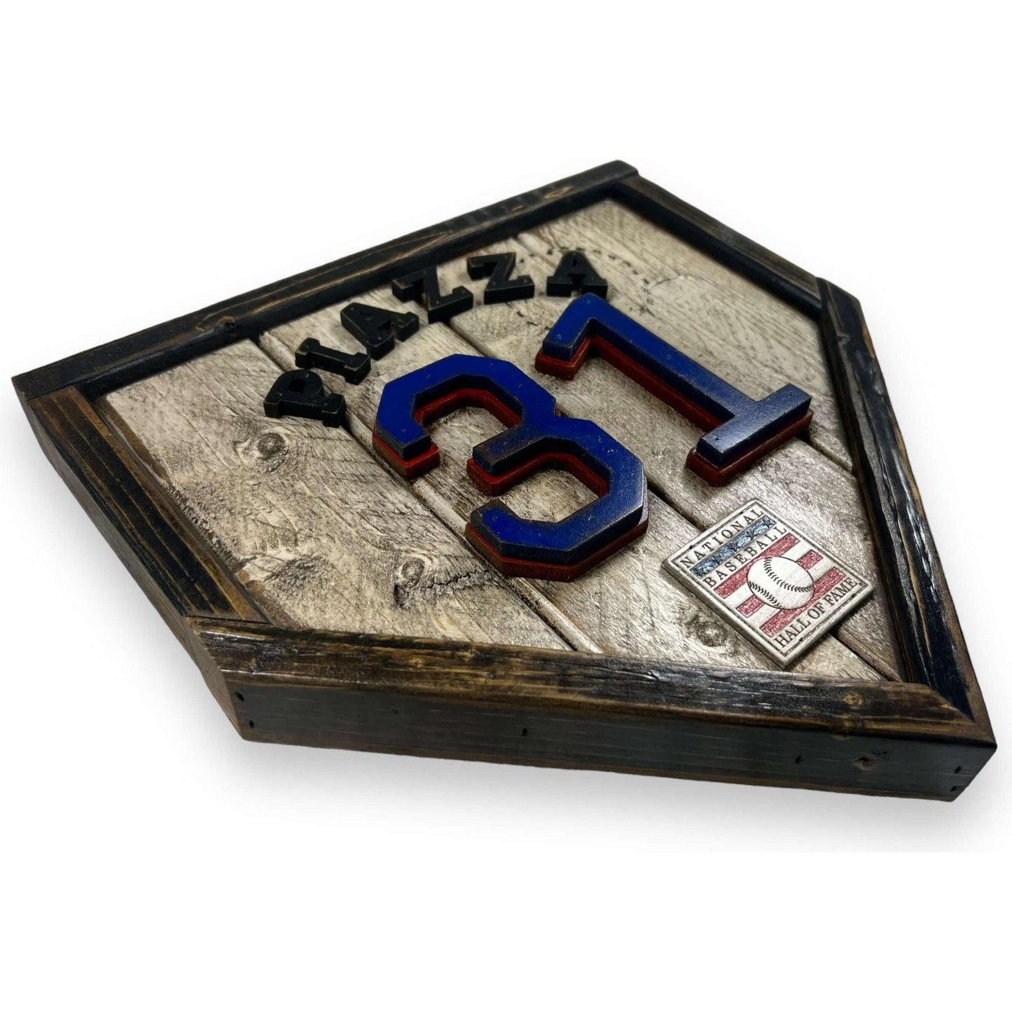 Mike Piazza #31 - Custom baseball Hall of Fame legacy home plate sign – handcrafted USA sports memorabilia
