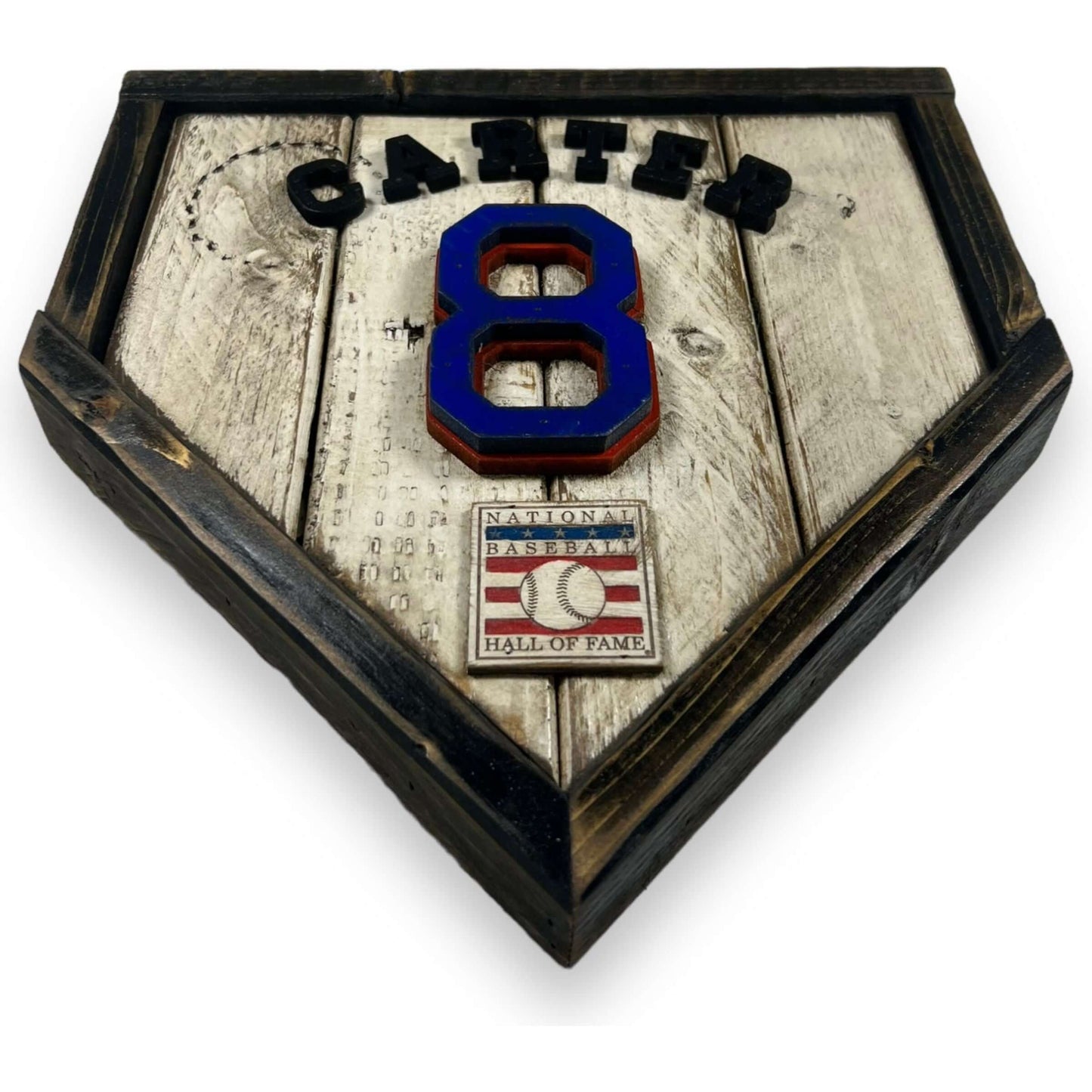 Gary Carter #8 - Custom baseball Hall of Fame legacy home plate sign – handcrafted USA sports memorabilia
