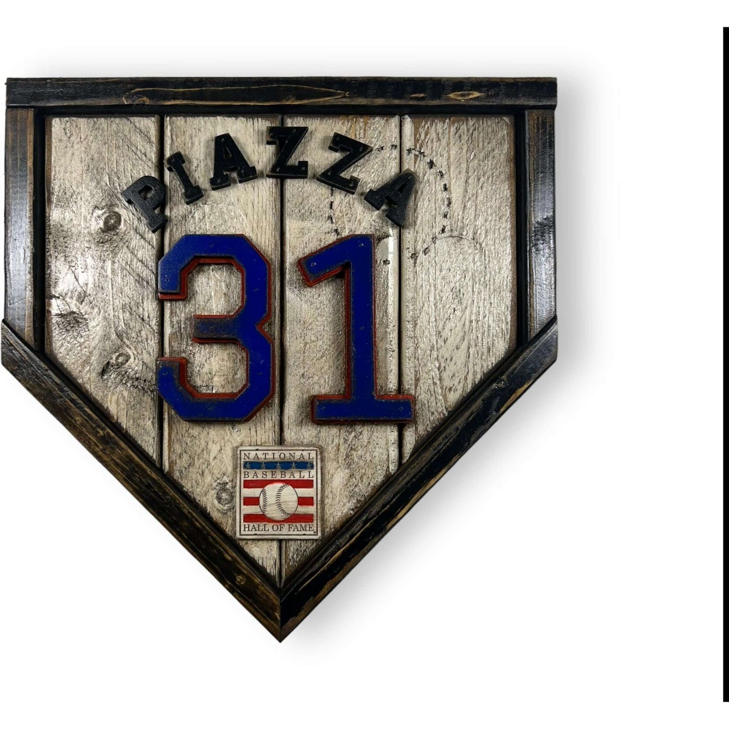 Mike Piazza #31 - Custom baseball Hall of Fame legacy home plate sign – handcrafted USA sports memorabilia