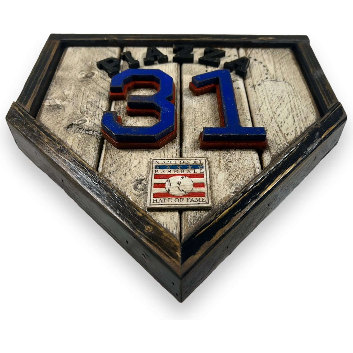 Mike Piazza #31 - Custom baseball Hall of Fame legacy home plate sign – handcrafted USA sports memorabilia