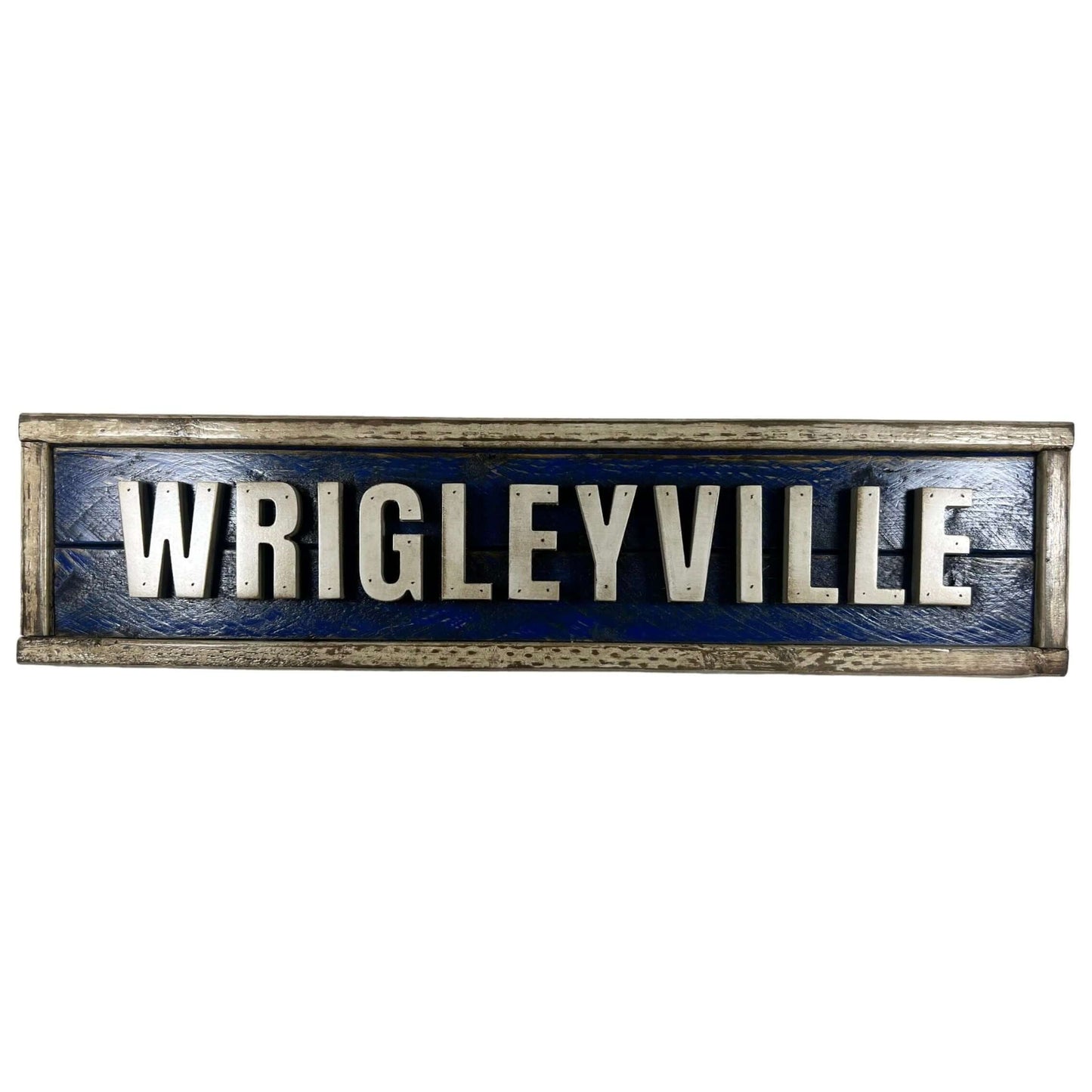 Hand Crafted Wooden nameplate with Wrigleyville. Made in USA.