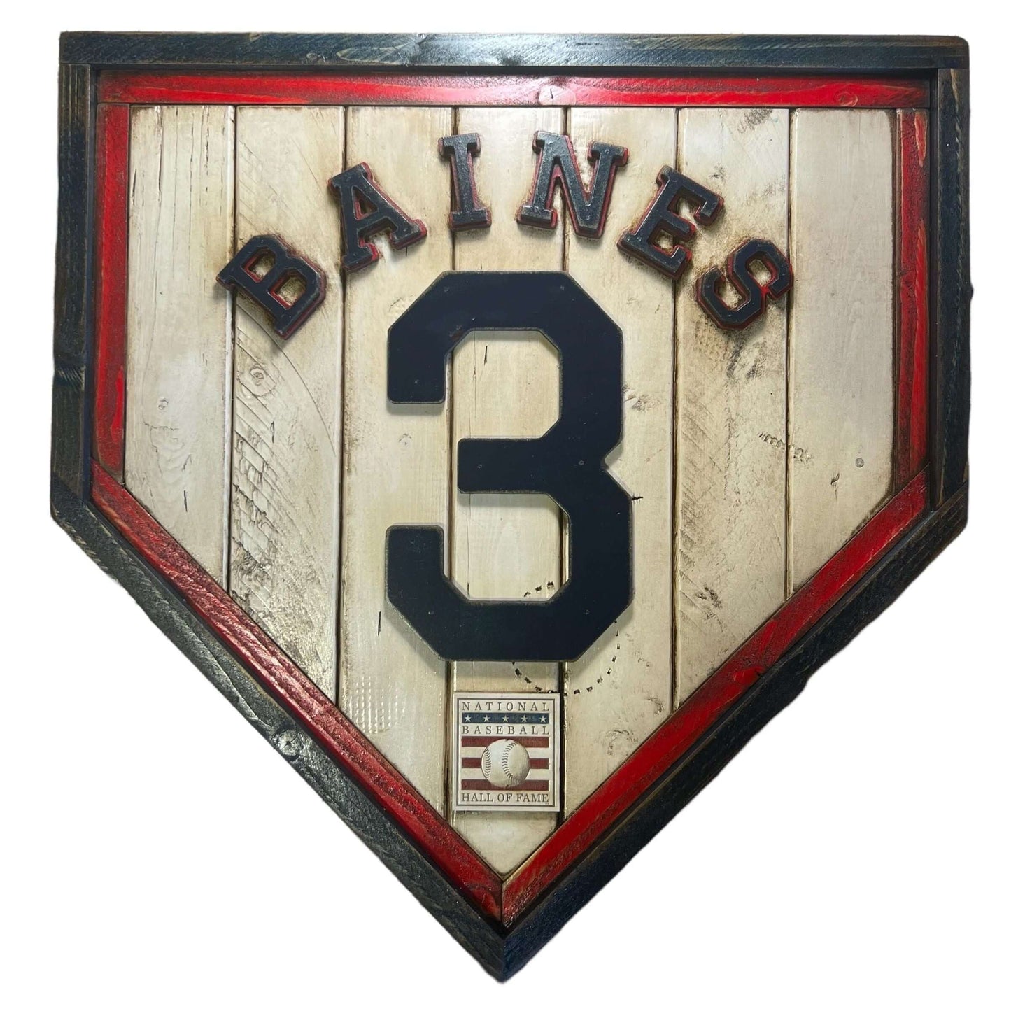 Harold Baines #3 - National Baseball Hall of Fame Handmade Home Plate. Baseball Memorabilia. Made in USA