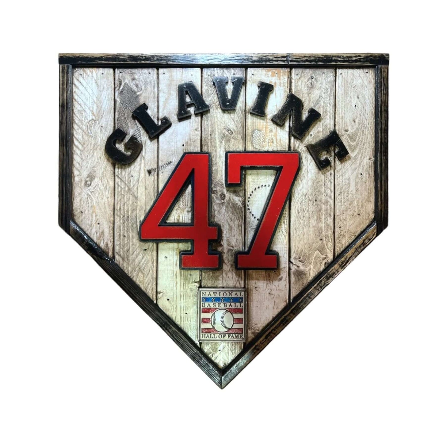 Tom Glavine #47 - Custom baseball Hall of Fame legacy home plate sign – handcrafted USA sports memorabilia