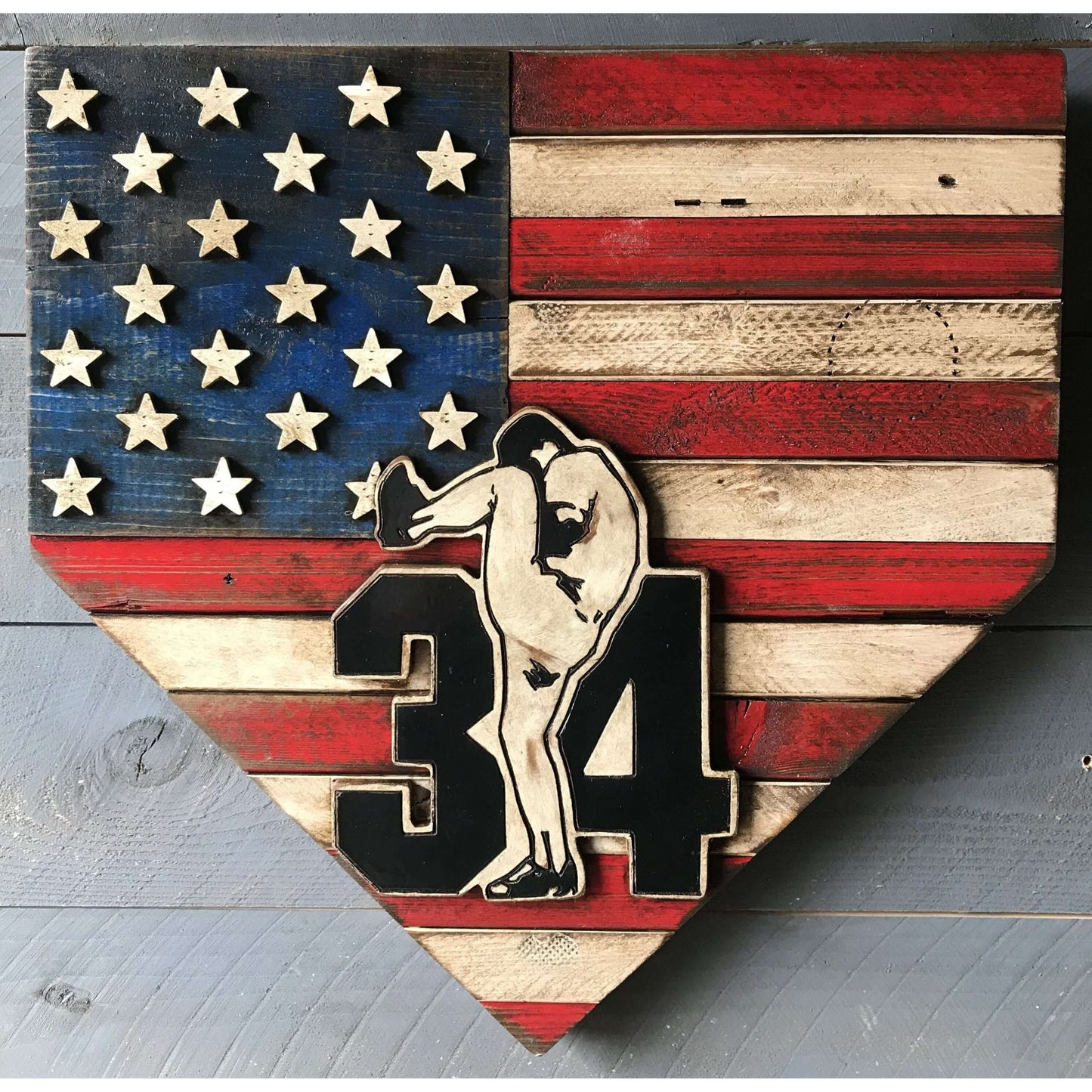 Custom logo home plate sign – personalized team logo décor, Hand Made in USA