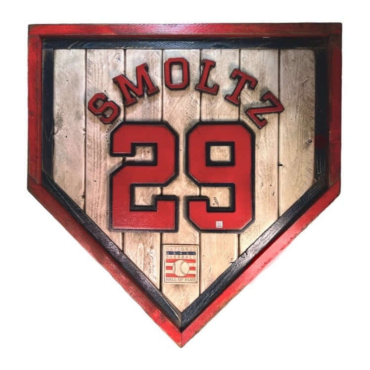 John Smoltz #29 - National Baseball Hall of Fame Handmade Home Plate. Baseball Memorabilia. Made in USA
