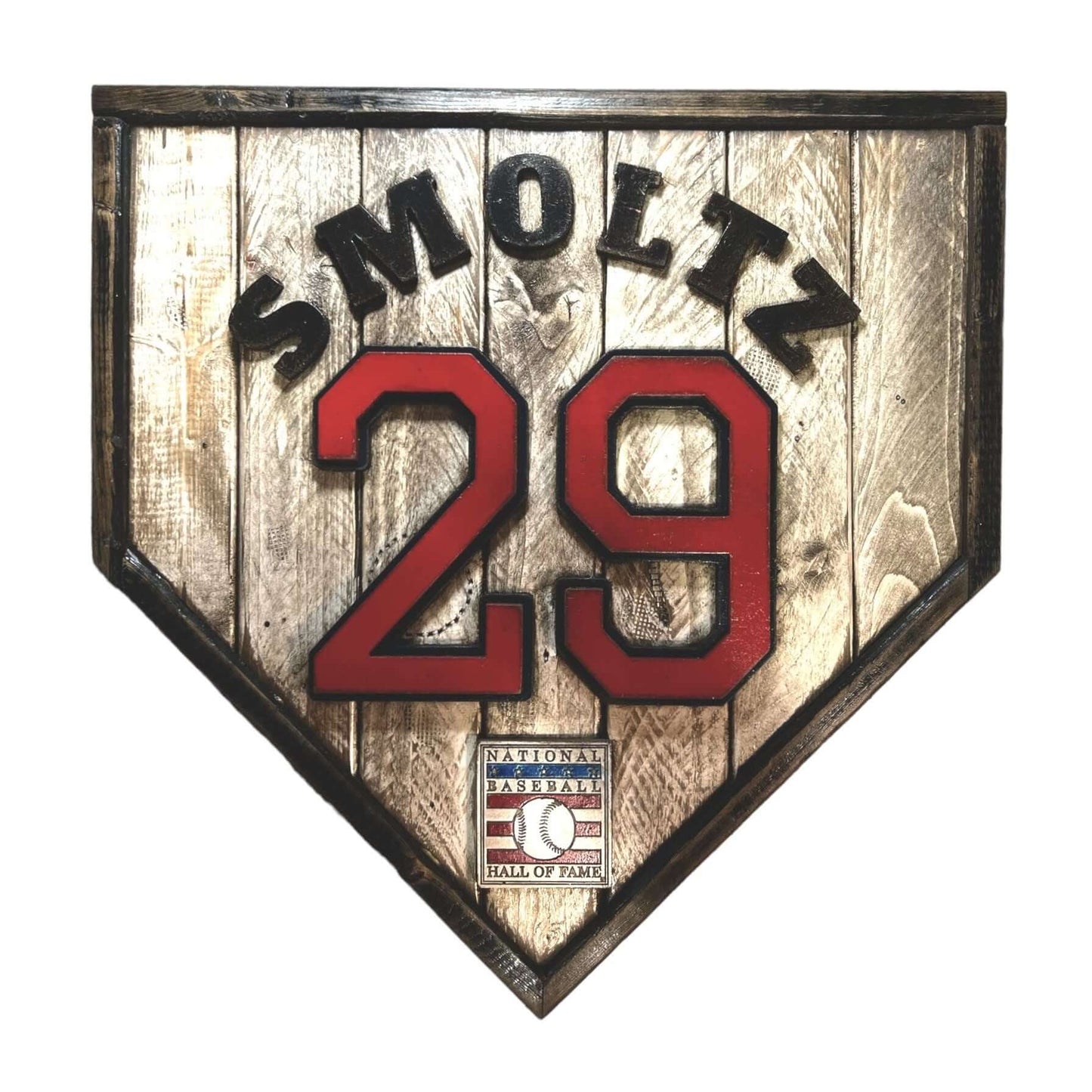 John Smoltz #29 - Custom baseball Hall of Fame legacy home plate sign – handcrafted USA sports memorabilia