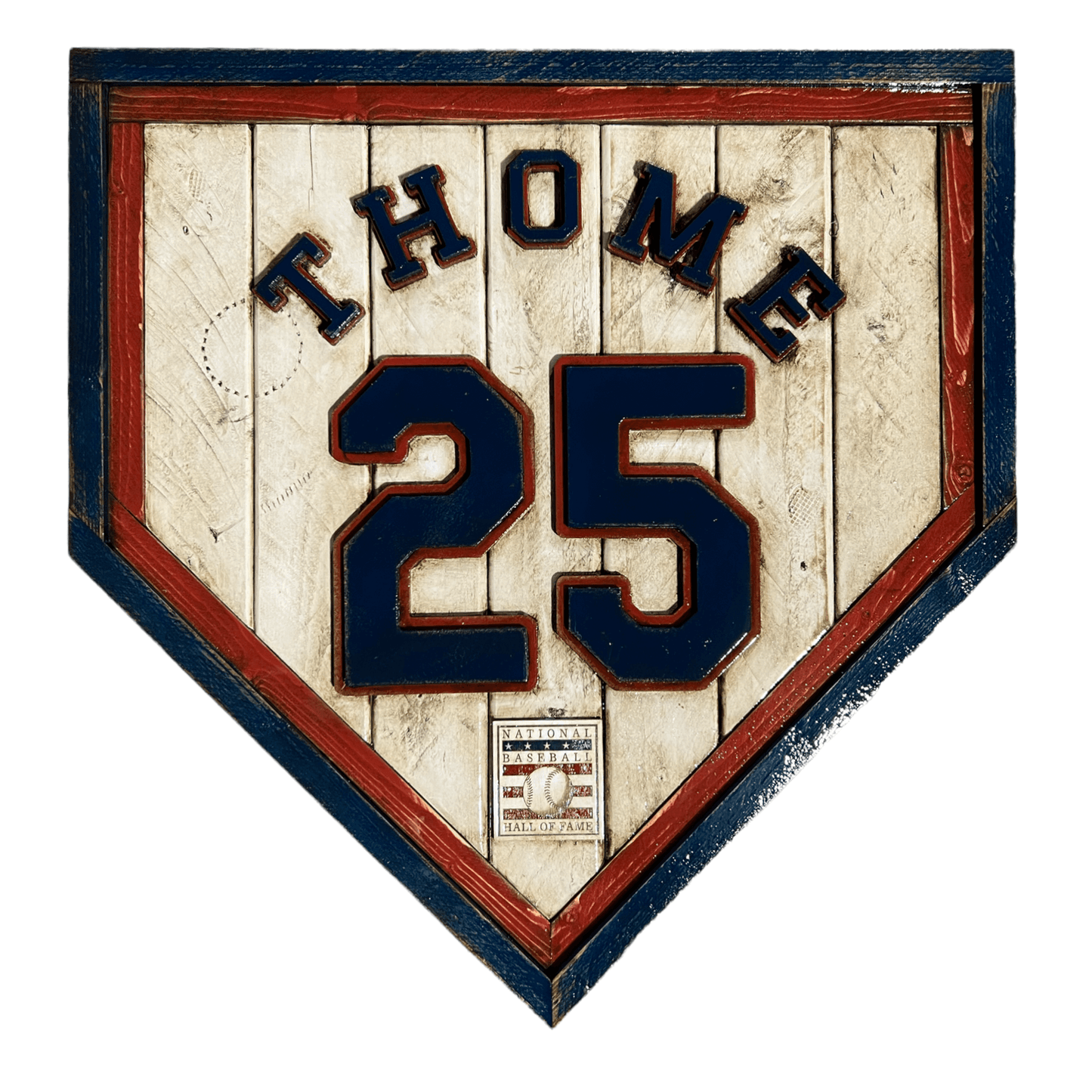 Jim Thome #25 - National Baseball Hall of Fame Handmade Home Plate. Baseball Memorabilia. Made in USA
