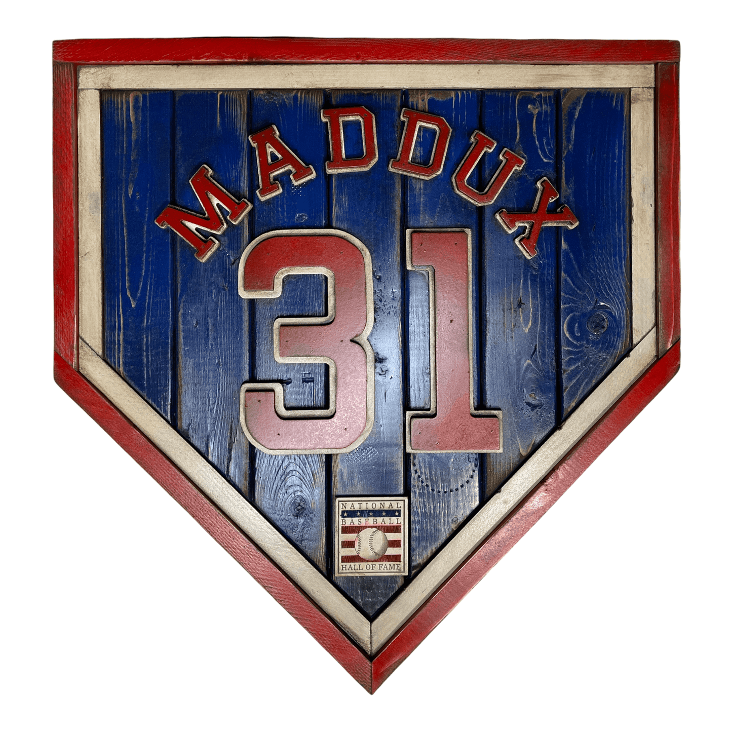 Greg Maddux #31 - National Baseball Hall of Fame Handmade Home Plate. Baseball Memorabilia. Made in USA