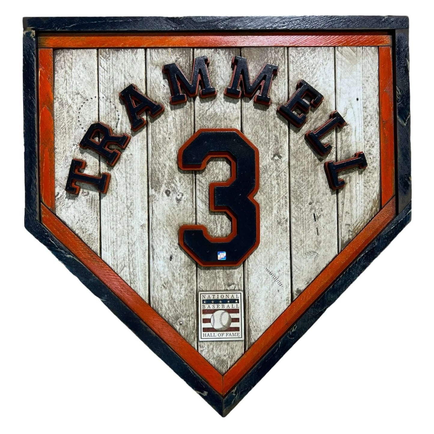 Alan Trammell #3 - National Baseball Hall of Fame Handmade Home Plate. Baseball Memorabilia. Made in USA