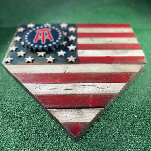 Custom logo home plate sign – personalized team logo décor, Hand Made in USA