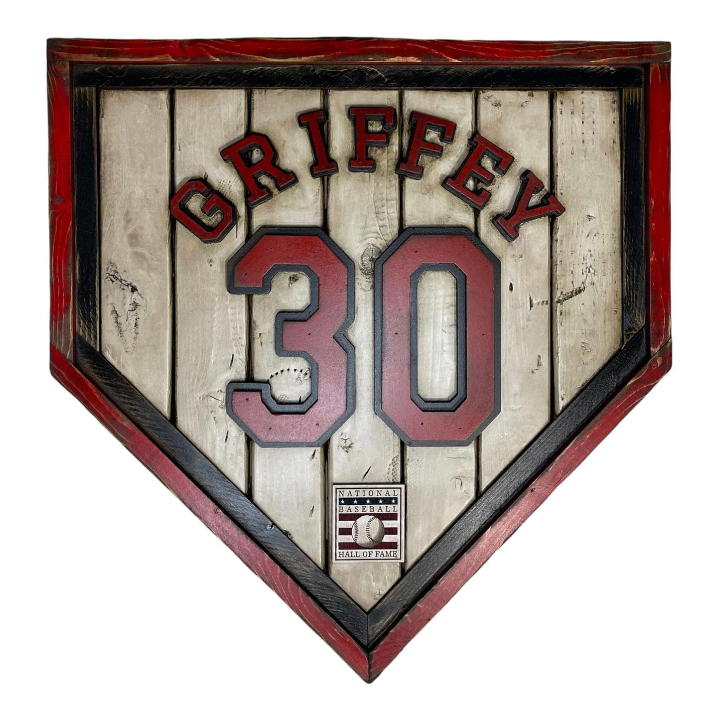 Ken Griffey Jr. #30 - National Baseball Hall of Fame Handmade Home Plate. Baseball Memorabilia. Made in USA