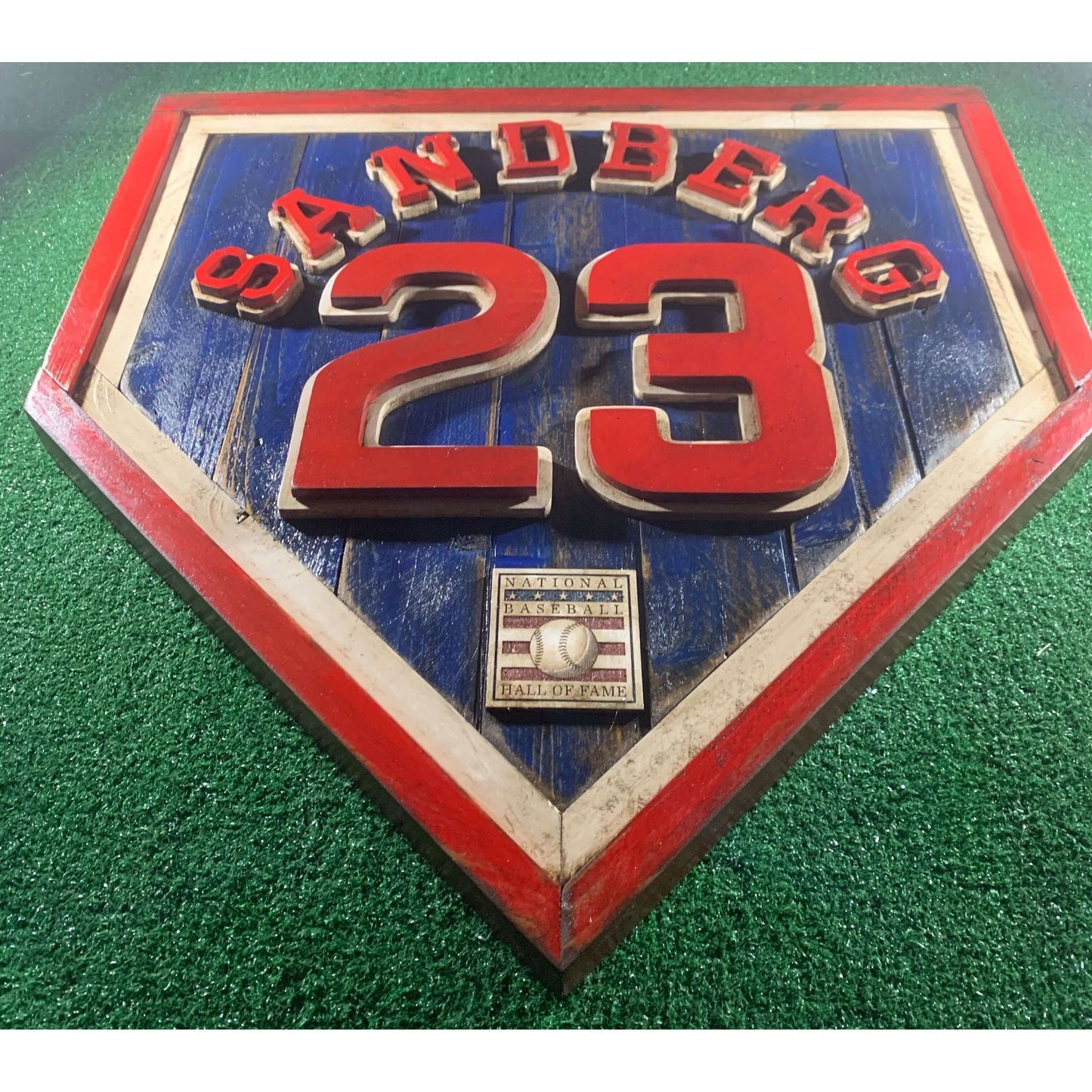 Ryne Sandberg #23 - National Baseball Hall of Fame Handmade Home Plate. Baseball Memorabilia. Made in USA
