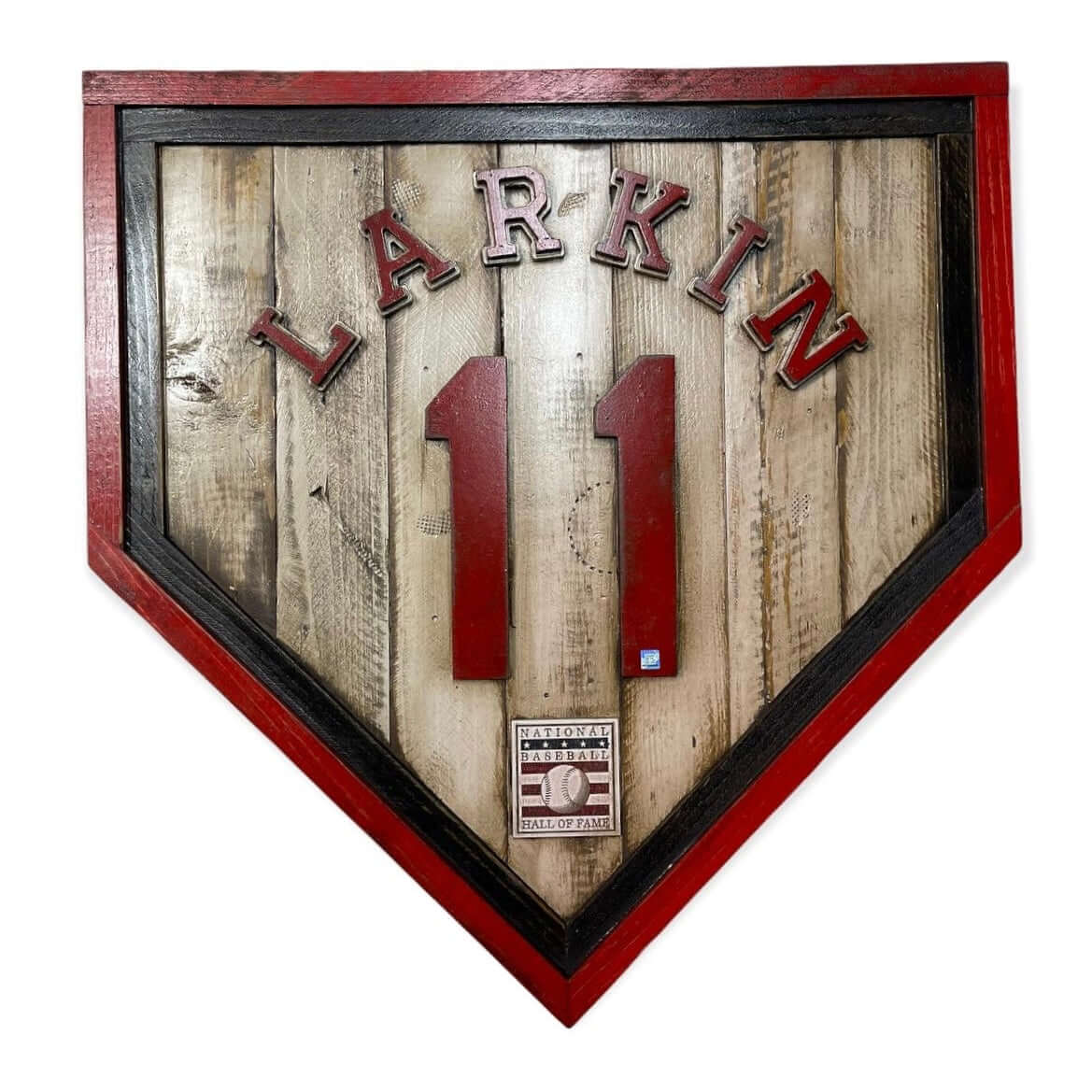 Barry Larkin #11 - National Baseball Hall of Fame Handmade Home Plate. Baseball Memorabilia. Made in USA